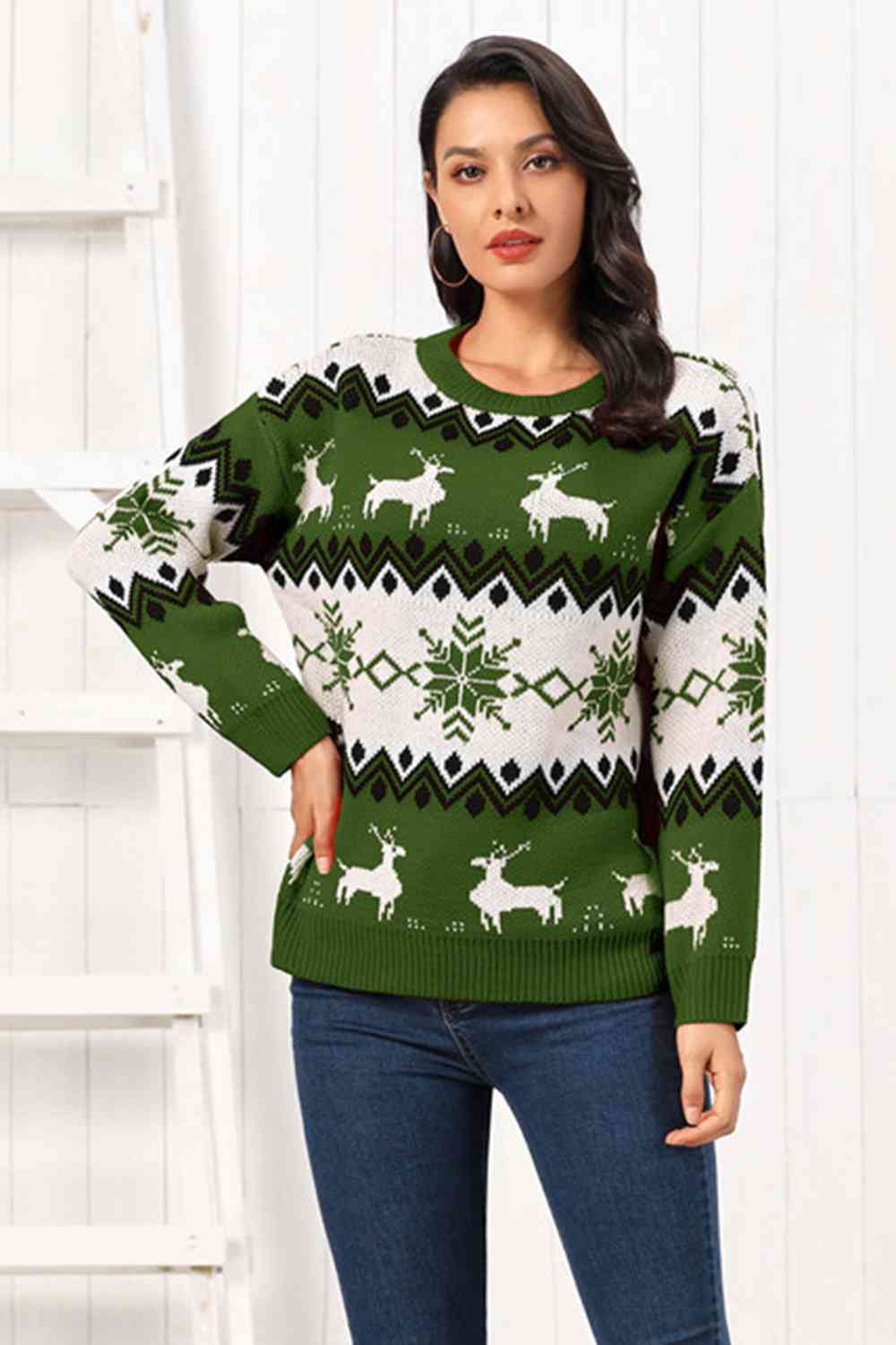 Reindeer Round Neck Sweater | Sugarz Chique Boutique