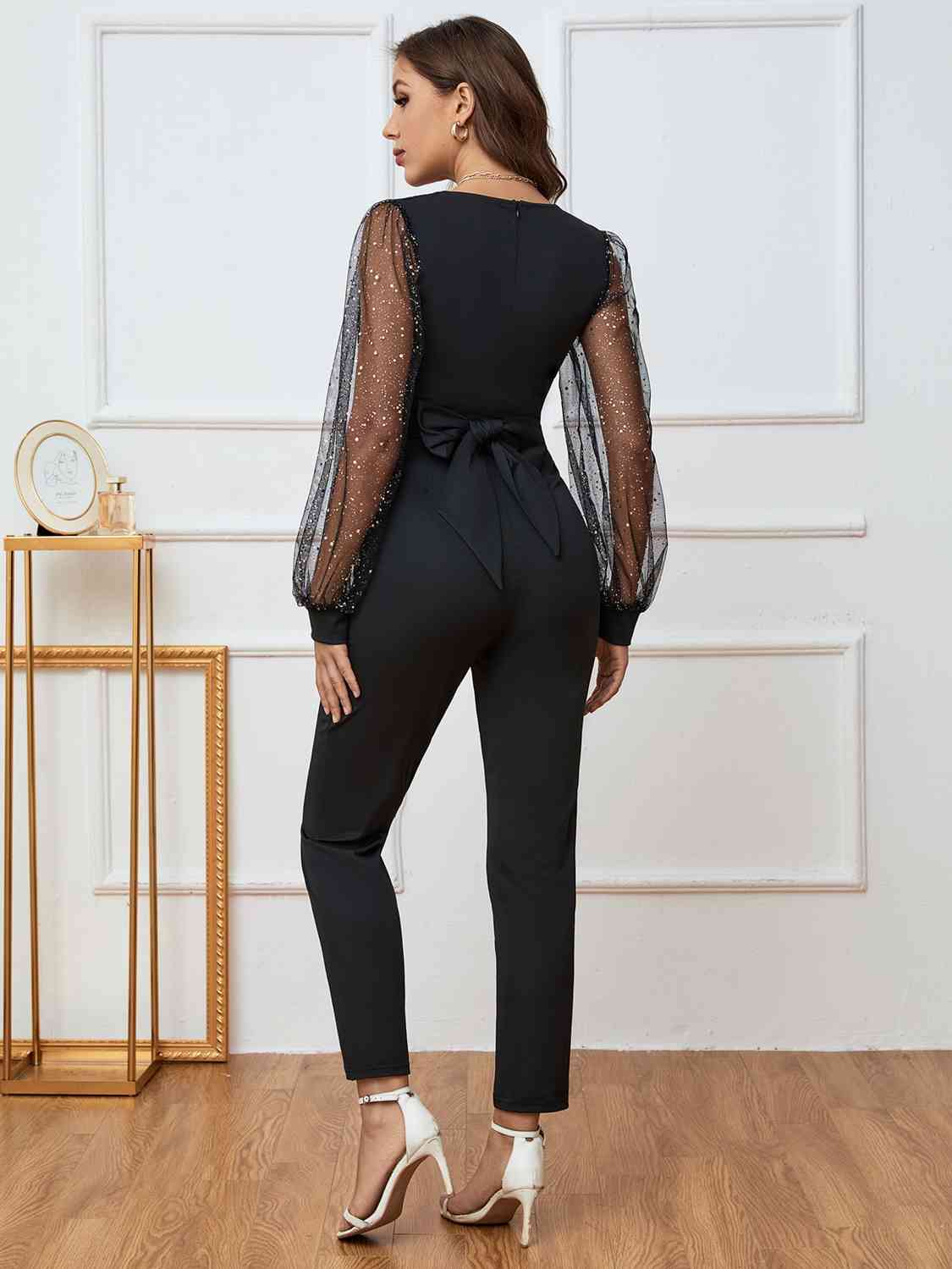 Plunge Long Sleeve Jumpsuit | Sugarz Chique Boutique