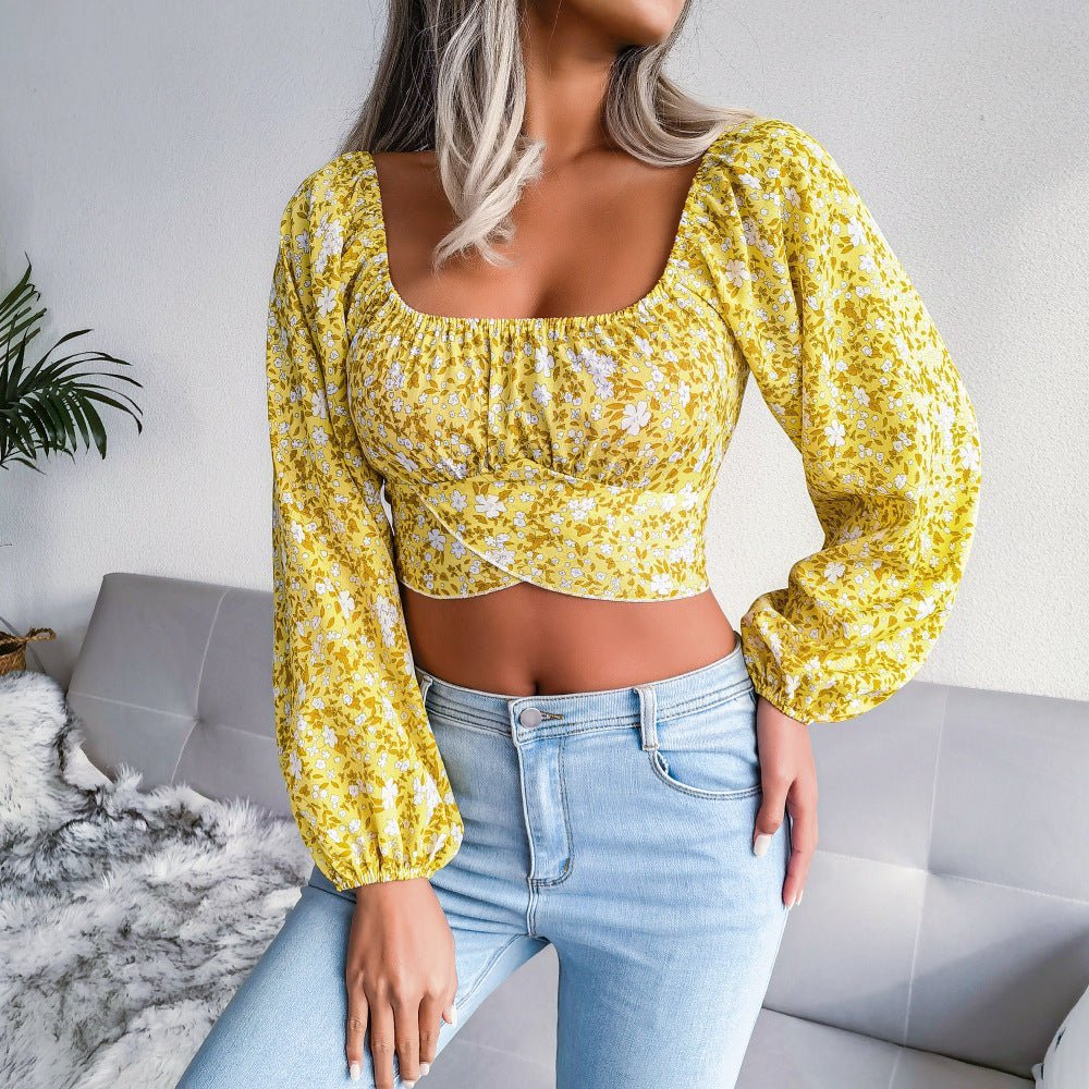 Ditsy Floral Crisscross Cropped Top | Sugarz Chique Boutique