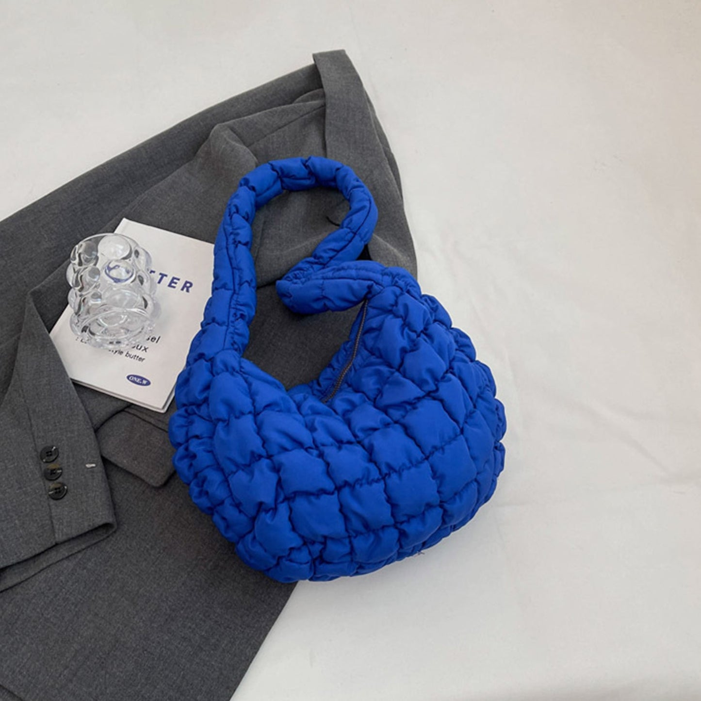 Quilted Shoulder Bag with Flower Pendant | Sugarz Chique Boutique