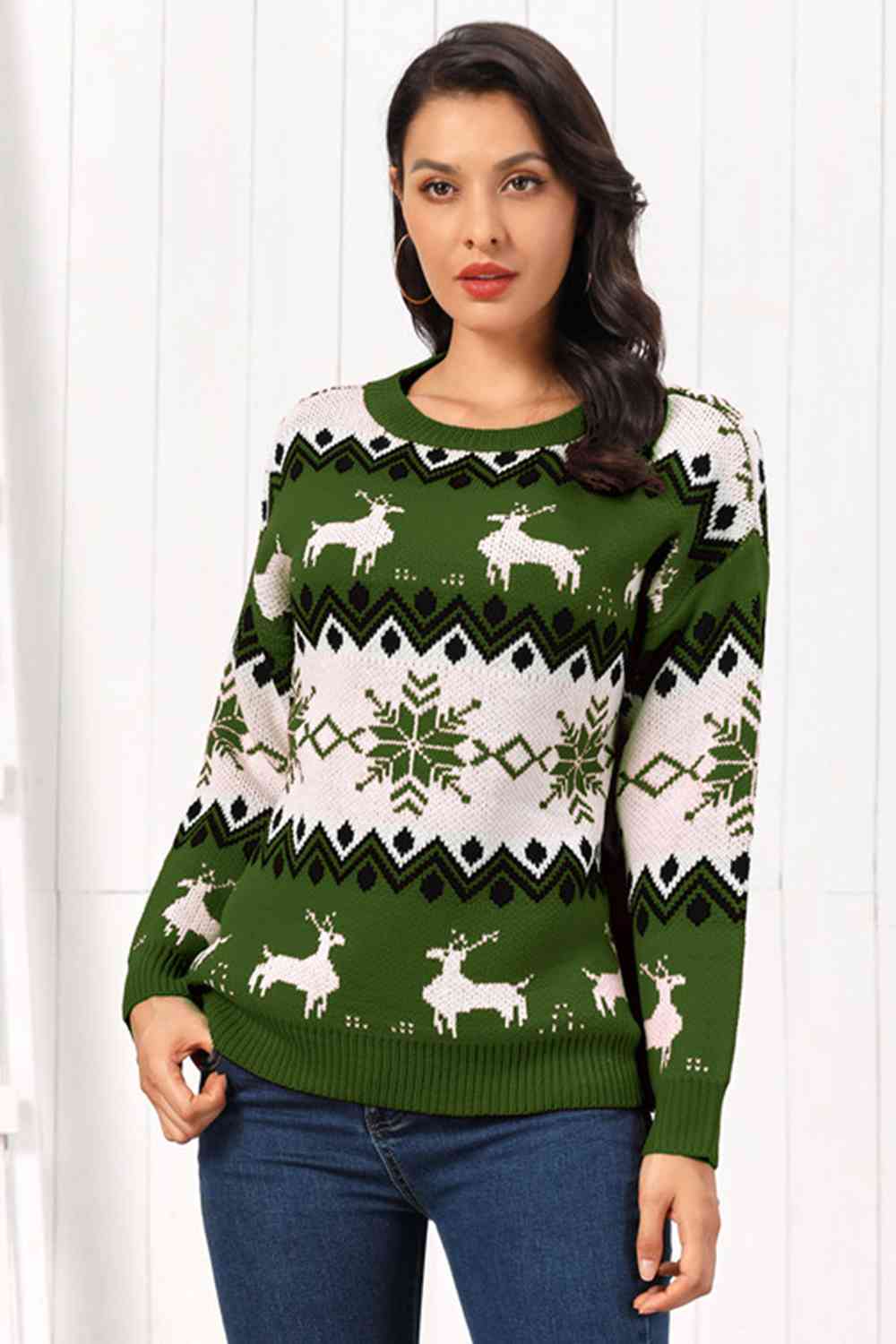 Reindeer Round Neck Sweater | Sugarz Chique Boutique