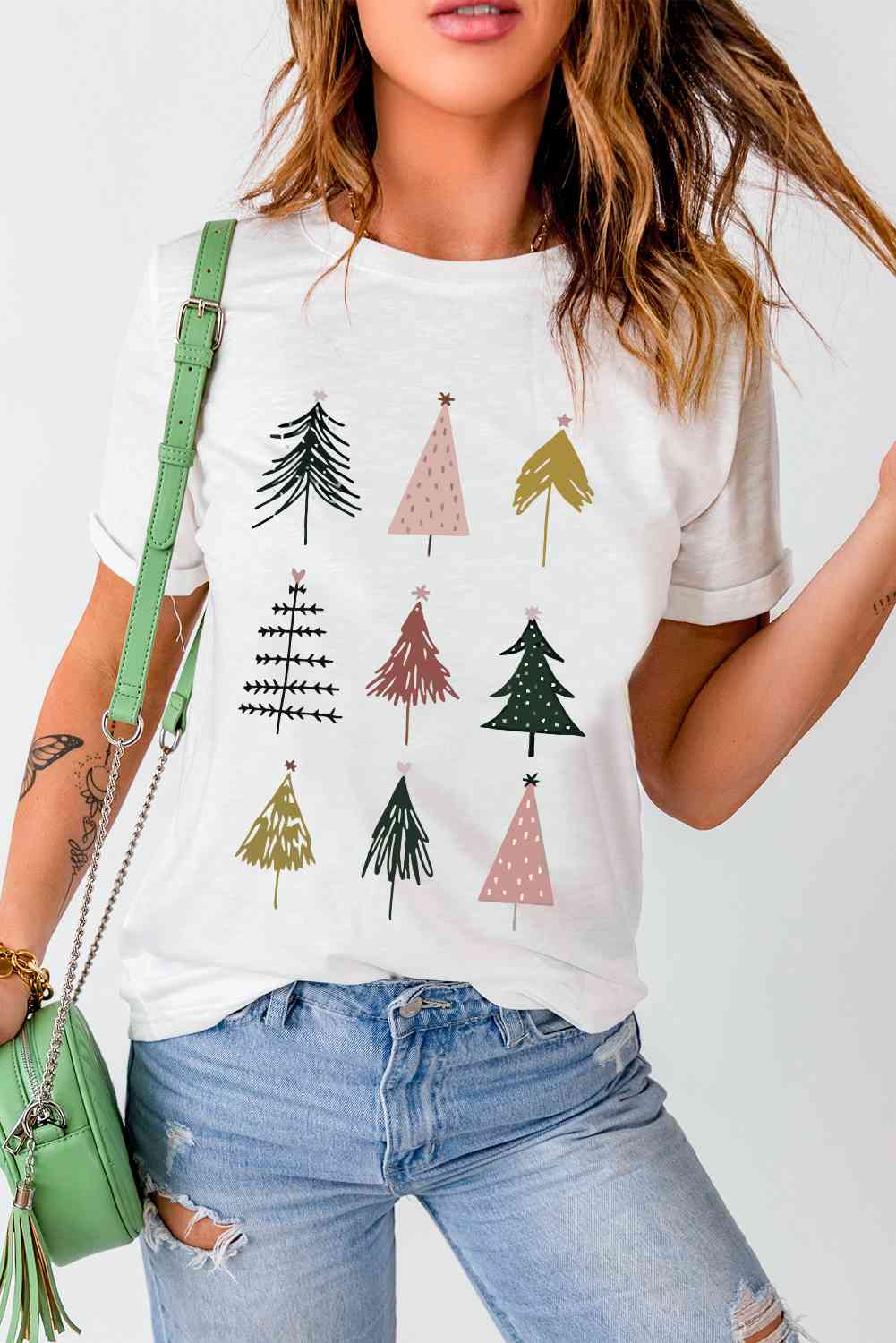 Chrismas Tree Graphic Short Sleeve T-Shirt | Sugarz Chique Boutique