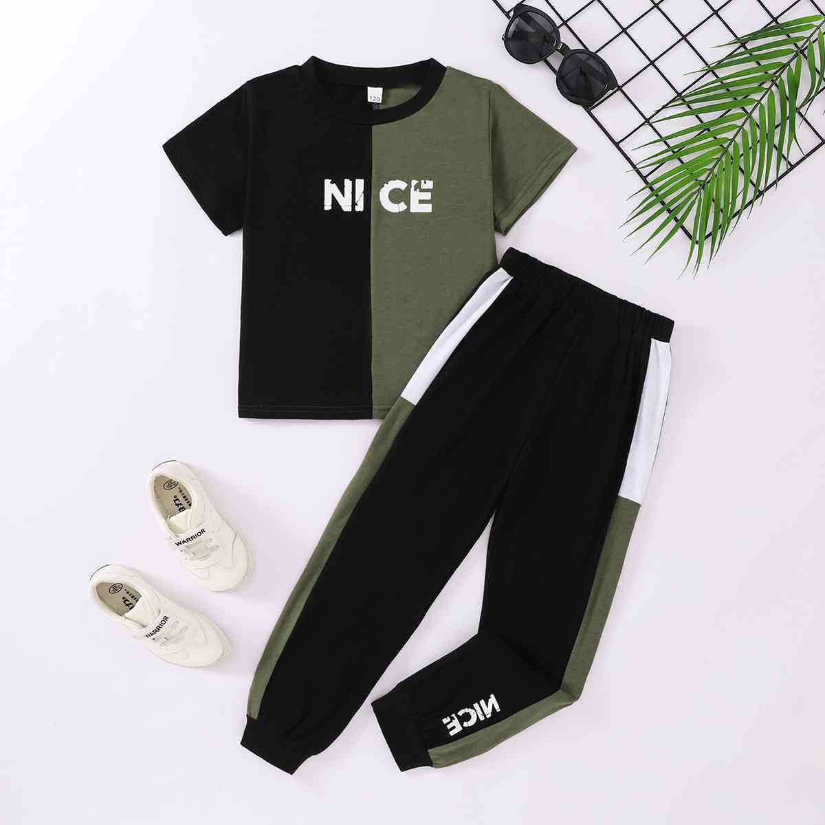 NICE Contrast Tee and Pants Set | Sugarz Chique Boutique