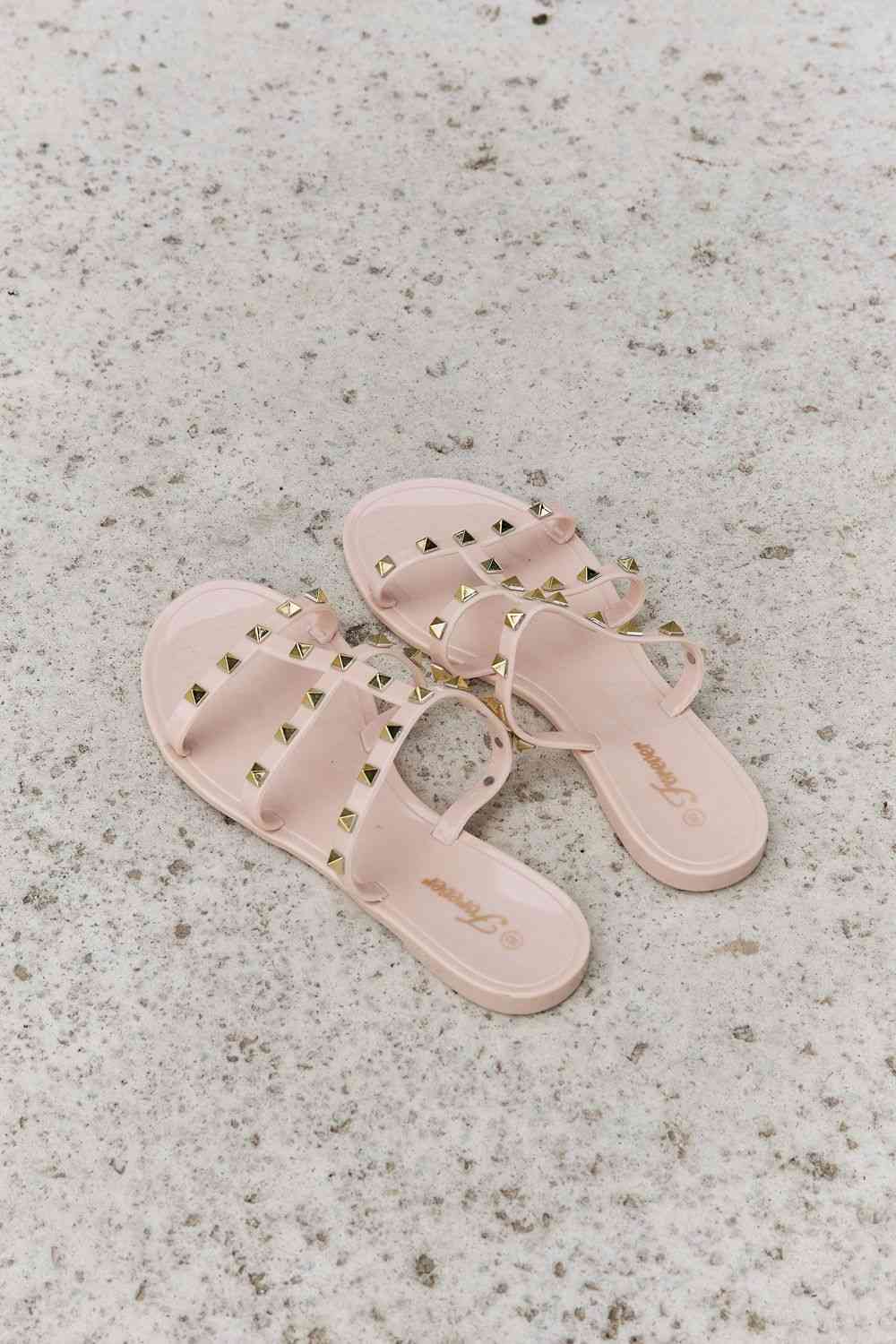 Forever Link Studded Cage Strap Slide Jelly Sandal | Sugarz Chique Boutique