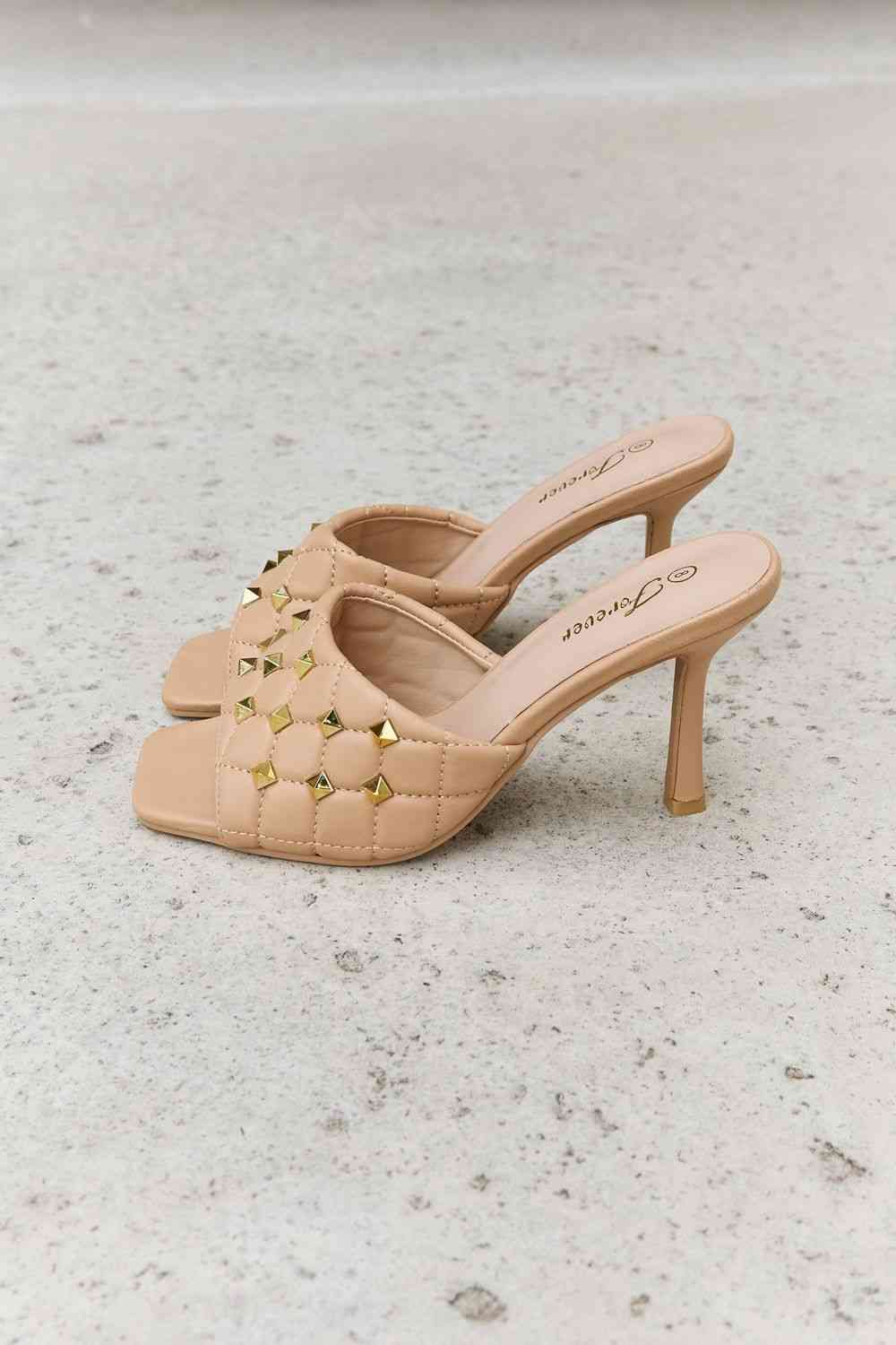 Forever Link Square Toe Quilted Mule Heels in Nude | Sugarz Chique Boutique