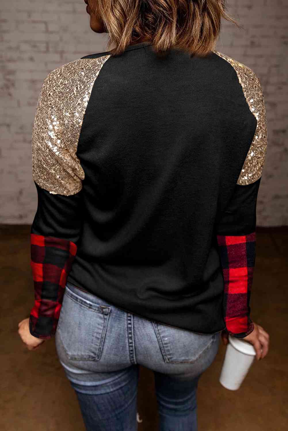Sequin Christmas Tree Graphic Long Sleeve T-Shirt | Sugarz Chique Boutique