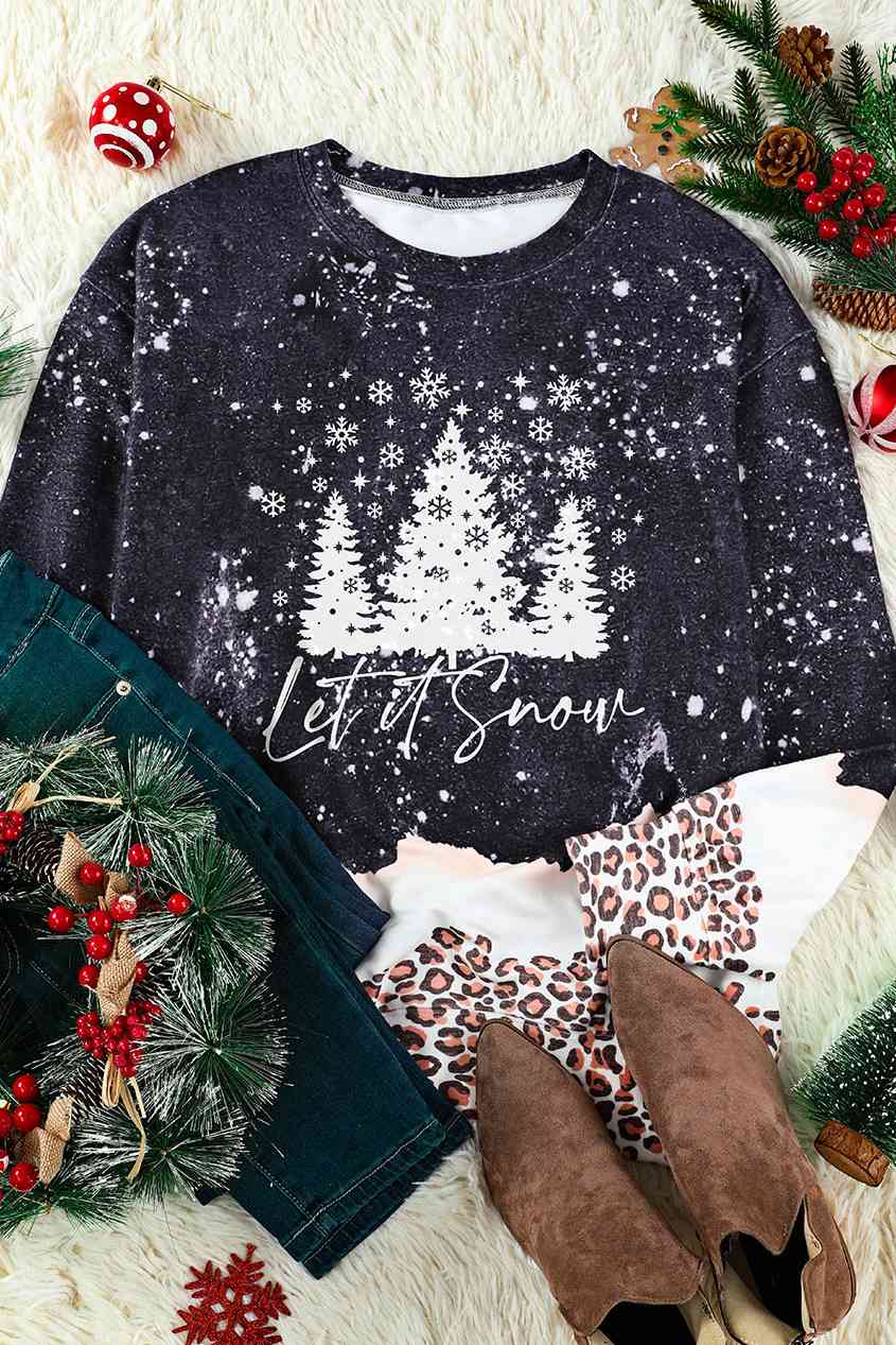LET IT SNOW Graphic Leopard Sweatshirt | Sugarz Chique Boutique