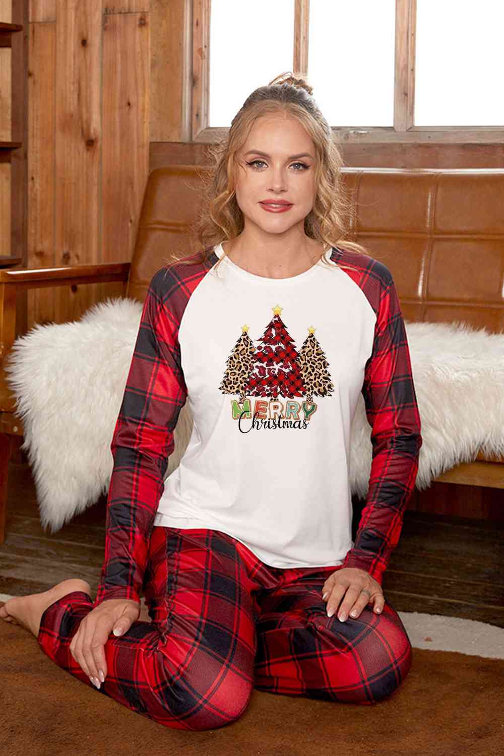 MERRY CHRISTMAS Graphic Top and Plaid Pants Set | Sugarz Chique Boutique