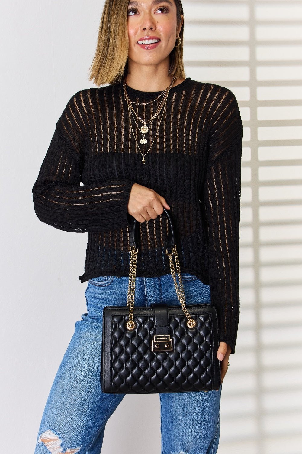 David Jones Quilted PU Leather Handbag | Sugarz Chique Boutique