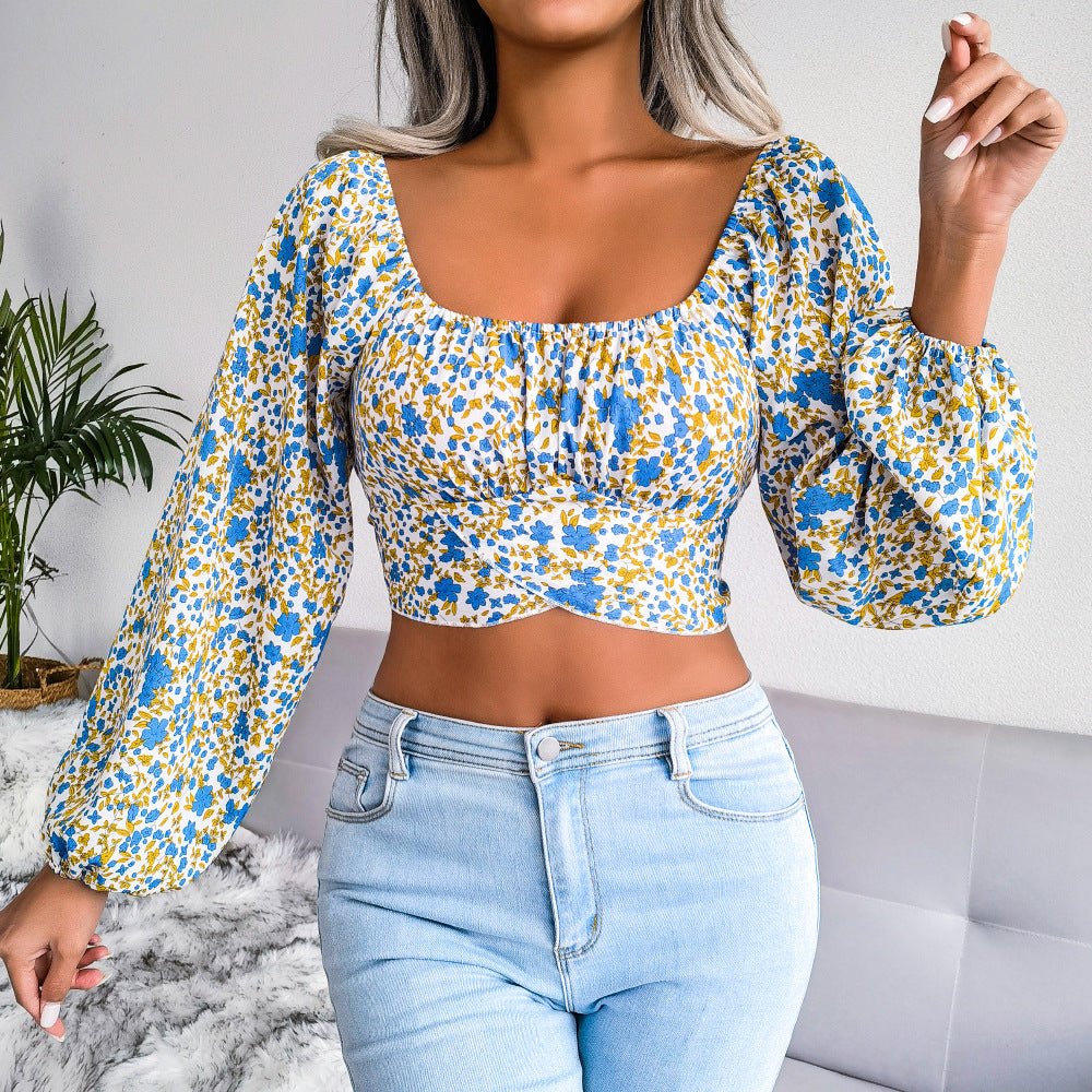 Ditsy Floral Crisscross Cropped Top | Sugarz Chique Boutique