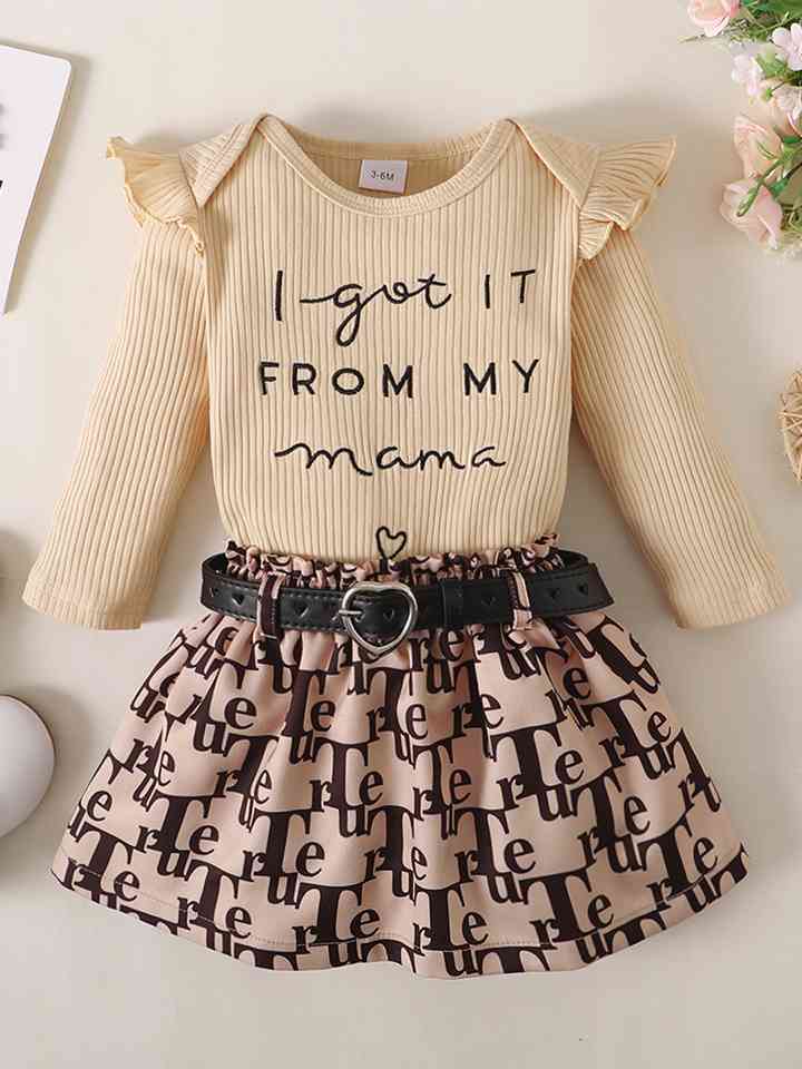 Ribbed Long Sleeve Top and Printed Skirt Set | Sugarz Chique Boutique