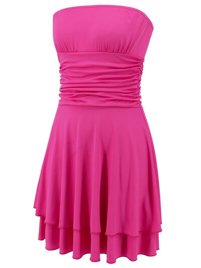 Ruched Layered Tube Mini Dress | Sugarz Chique Boutique