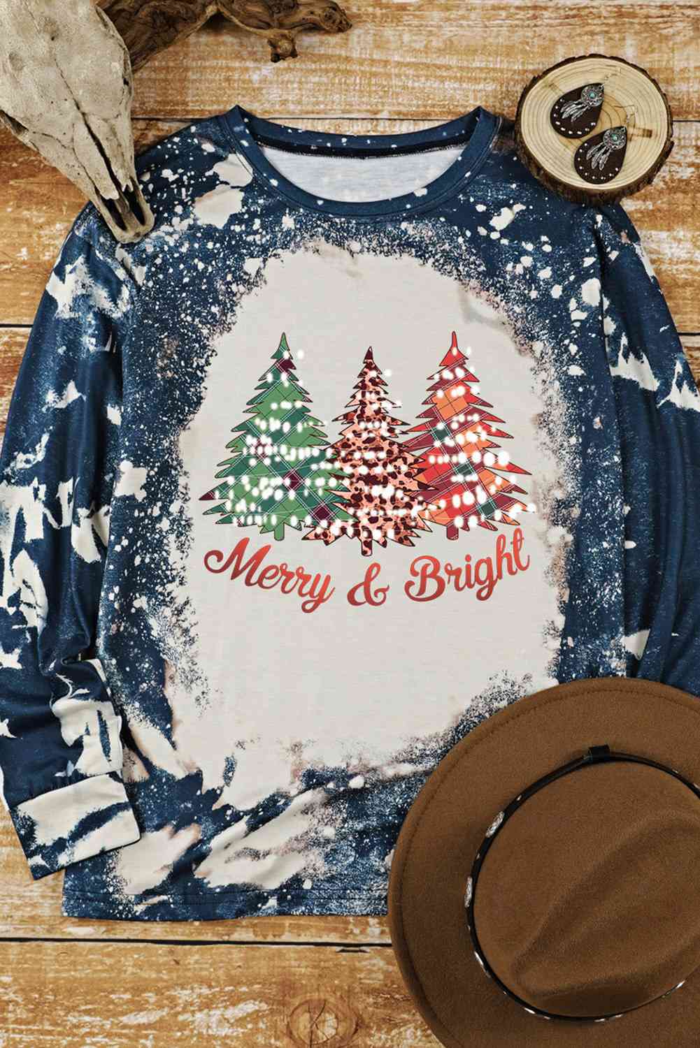 MERRY & BRIGHT Graphic Long Sleeve Top | Sugarz Chique Boutique