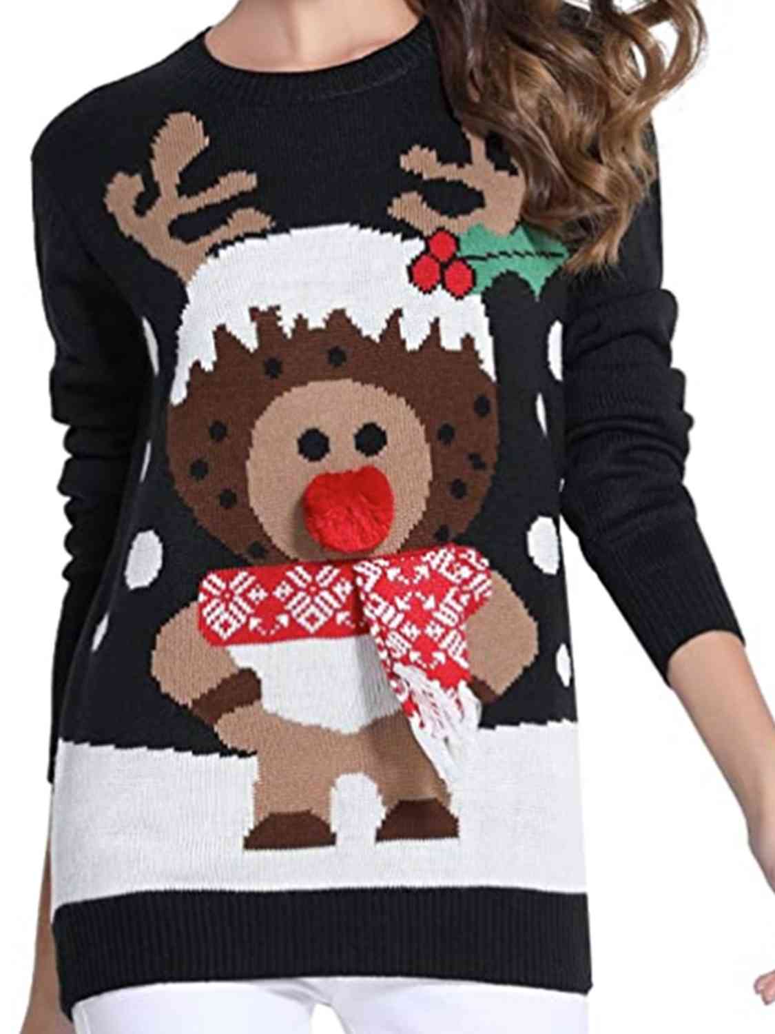 Rudolph Round Neck Sweater | Sugarz Chique Boutique