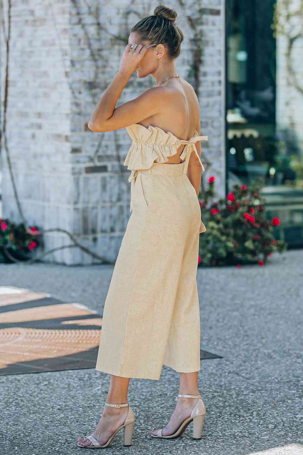Ruffled Strapless Wide Leg Jumpsuit | Sugarz Chique Boutique