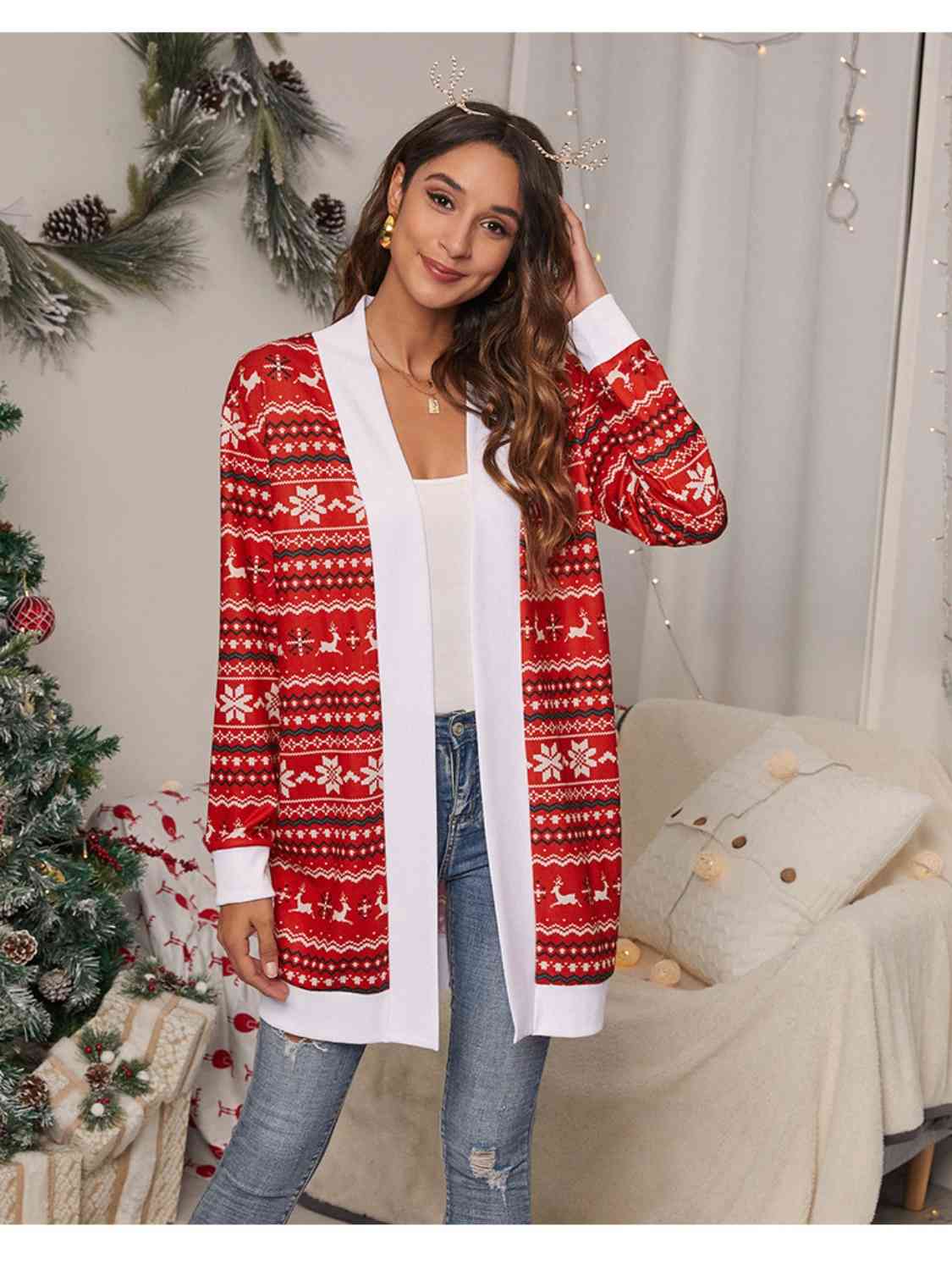 Christmas Open Front Cardigan | Sugarz Chique Boutique