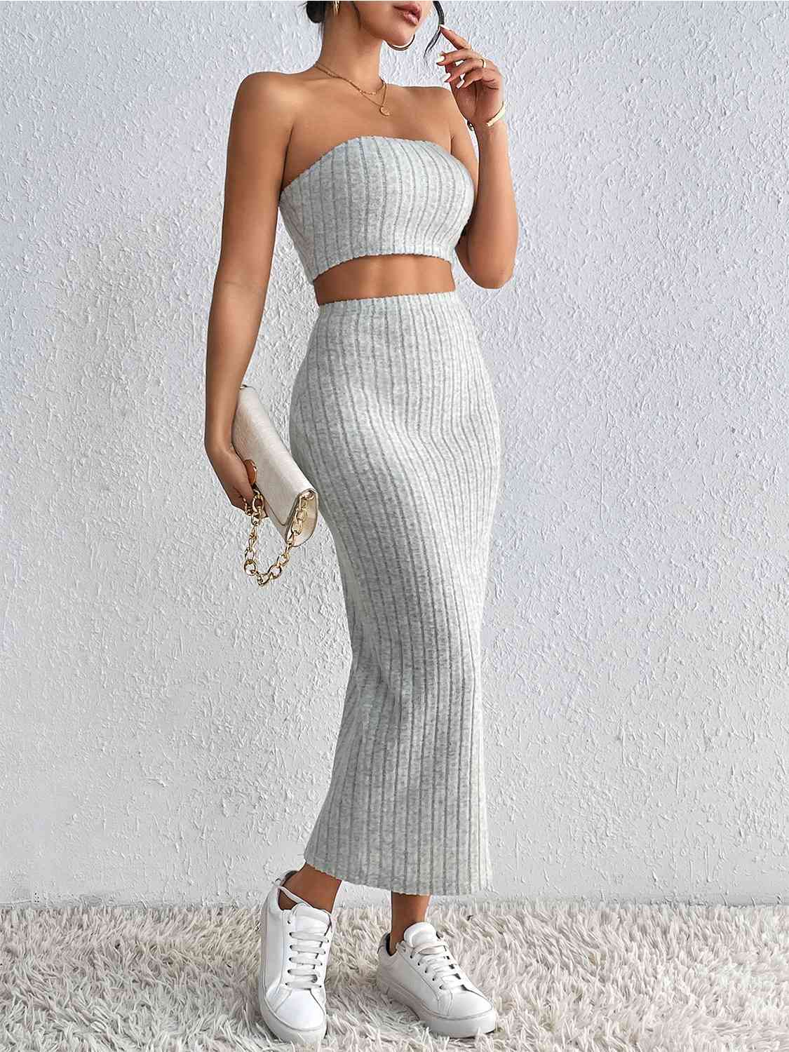 Ribbed Tube Top & Midi Skirt Set | Sugarz Chique Boutique