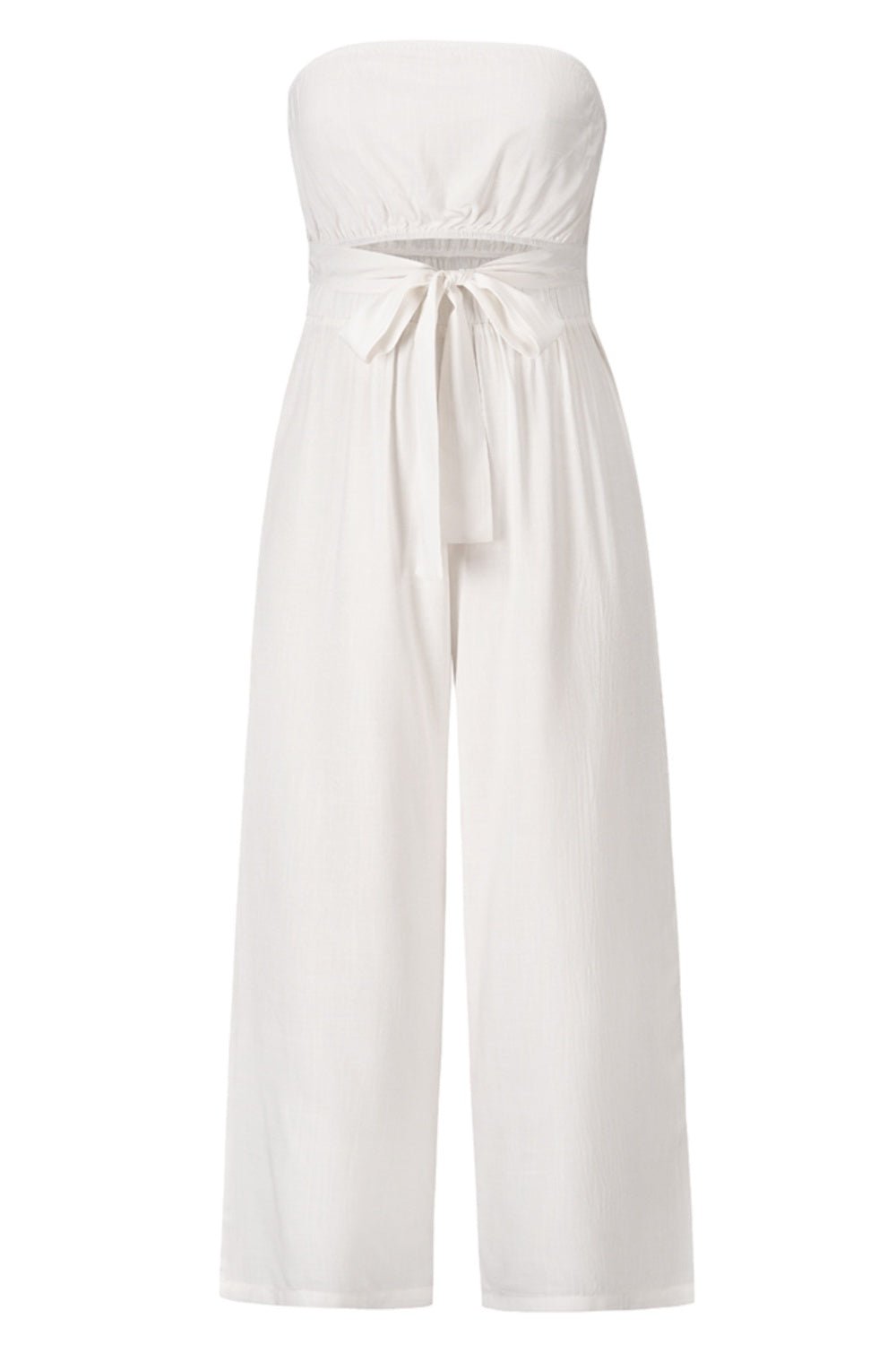 Tied Cutout Tube Wide Leg Jumpsuit | Sugarz Chique Boutique