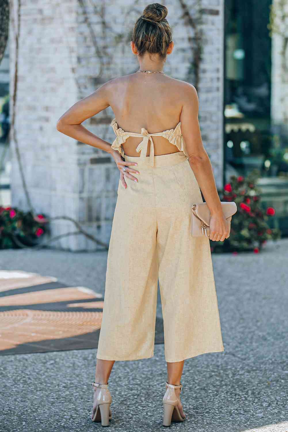 Ruffled Strapless Wide Leg Jumpsuit | Sugarz Chique Boutique