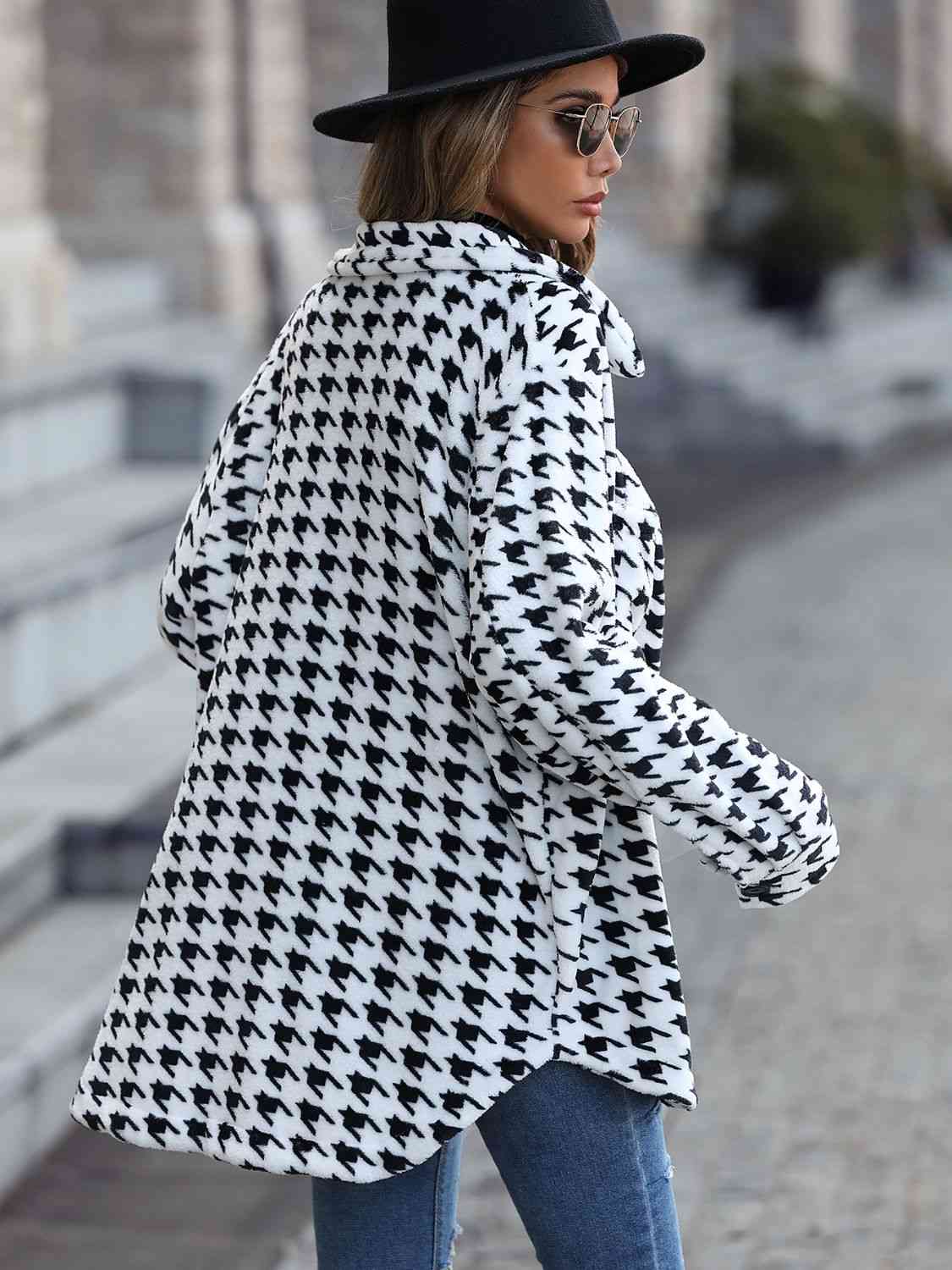 Houndstooth Button Down Jacket | Sugarz Chique Boutique