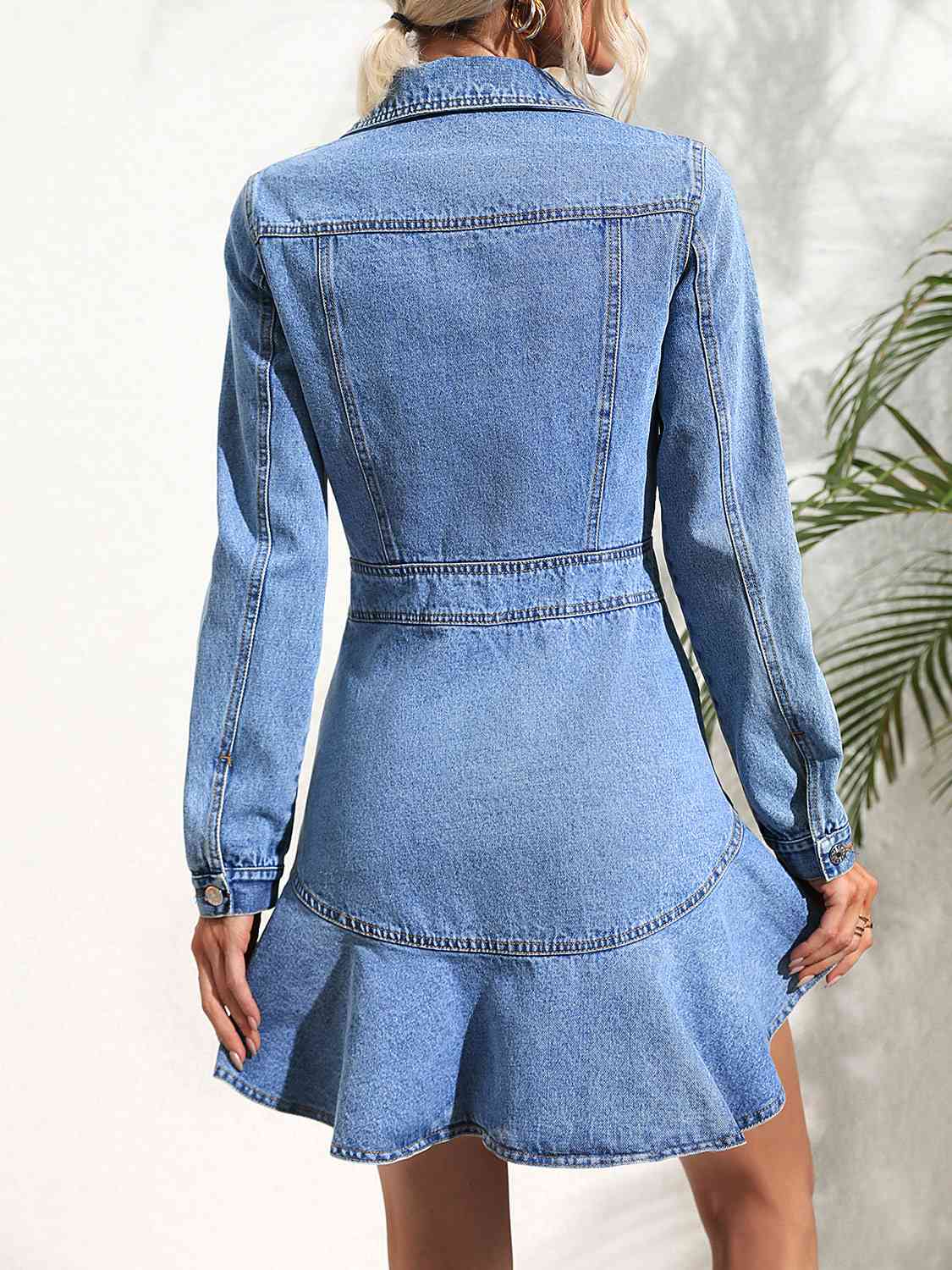 Collared Neck Button Down Denim Dress | Sugarz Chique Boutique