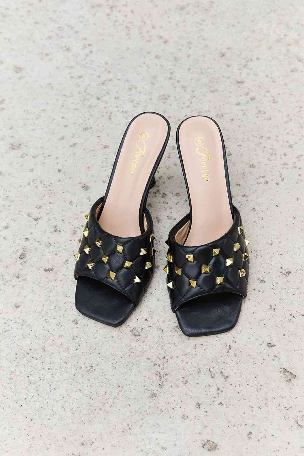Forever Link Square Toe Quilted Mule Heels in Black | Sugarz Chique Boutique