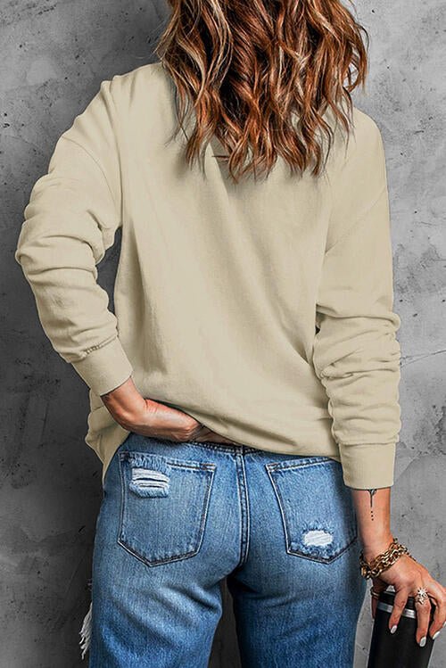 Letter Graphic Round Neck Sweatshirt | Sugarz Chique Boutique
