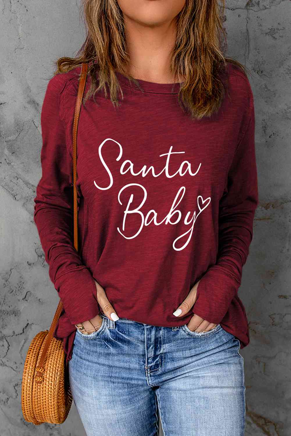 SANTA BABY Graphic Long Sleeve T-Shirt | Sugarz Chique Boutique