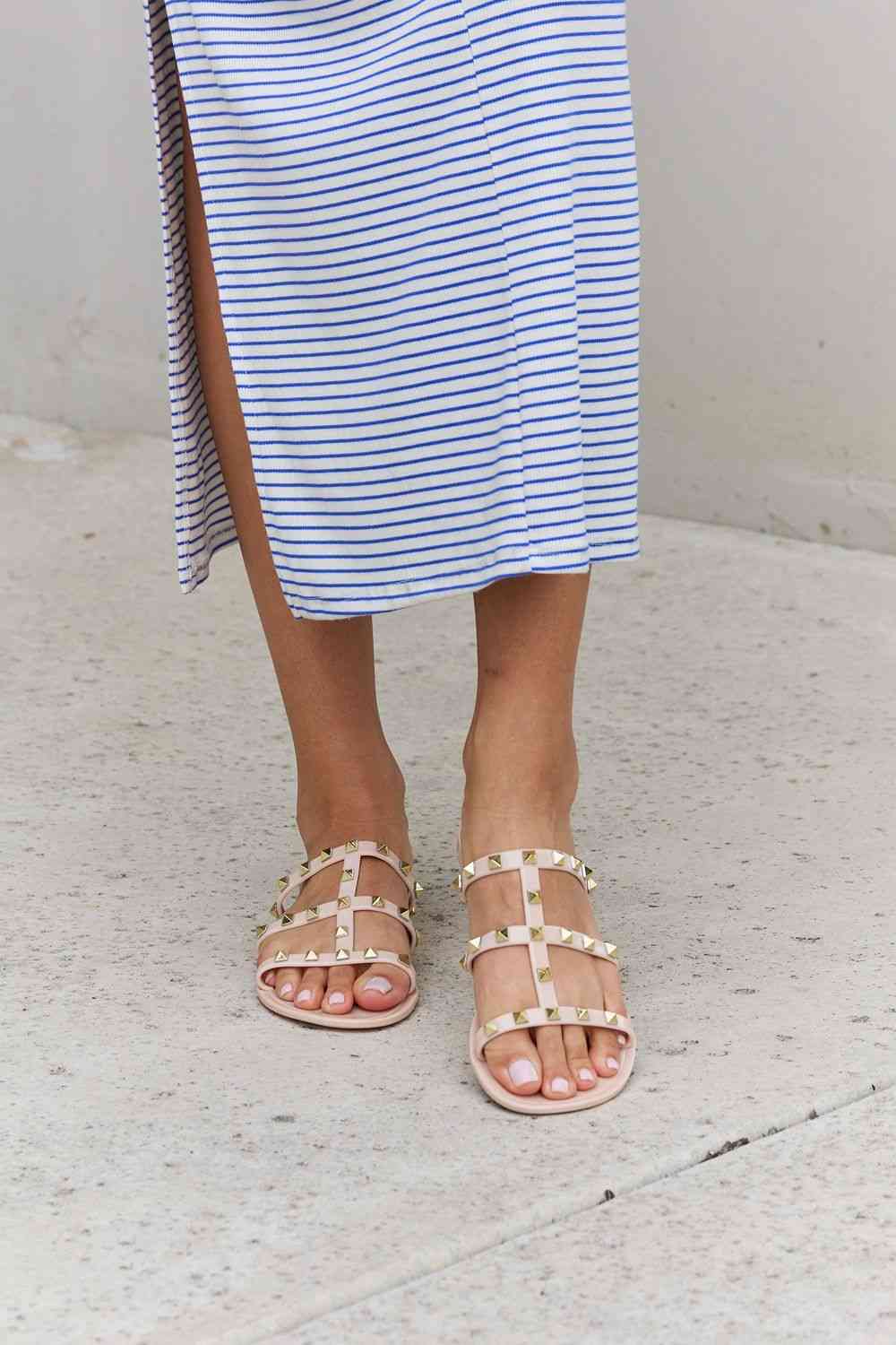 Forever Link Studded Cage Strap Slide Jelly Sandal | Sugarz Chique Boutique