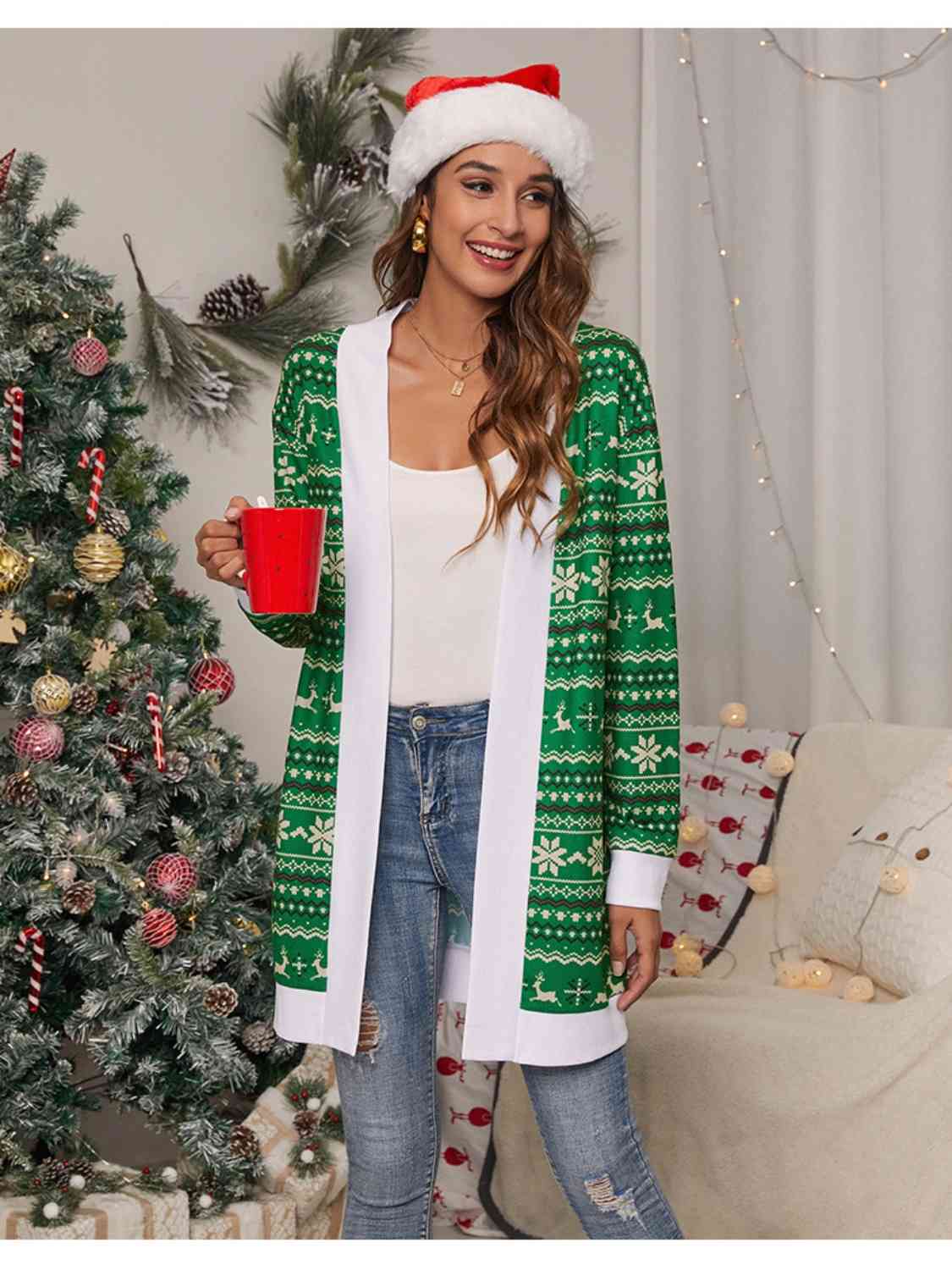 Christmas Open Front Cardigan | Sugarz Chique Boutique