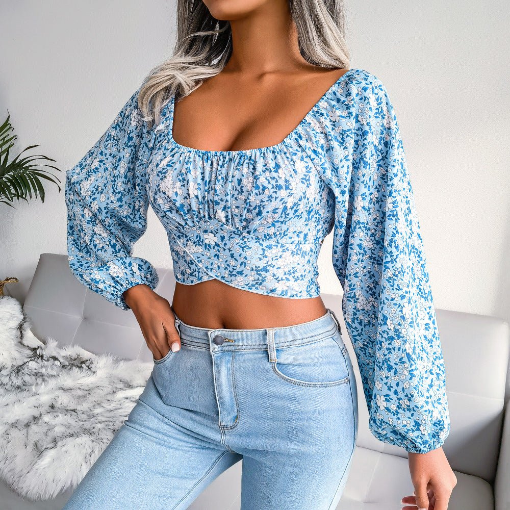 Ditsy Floral Crisscross Cropped Top | Sugarz Chique Boutique