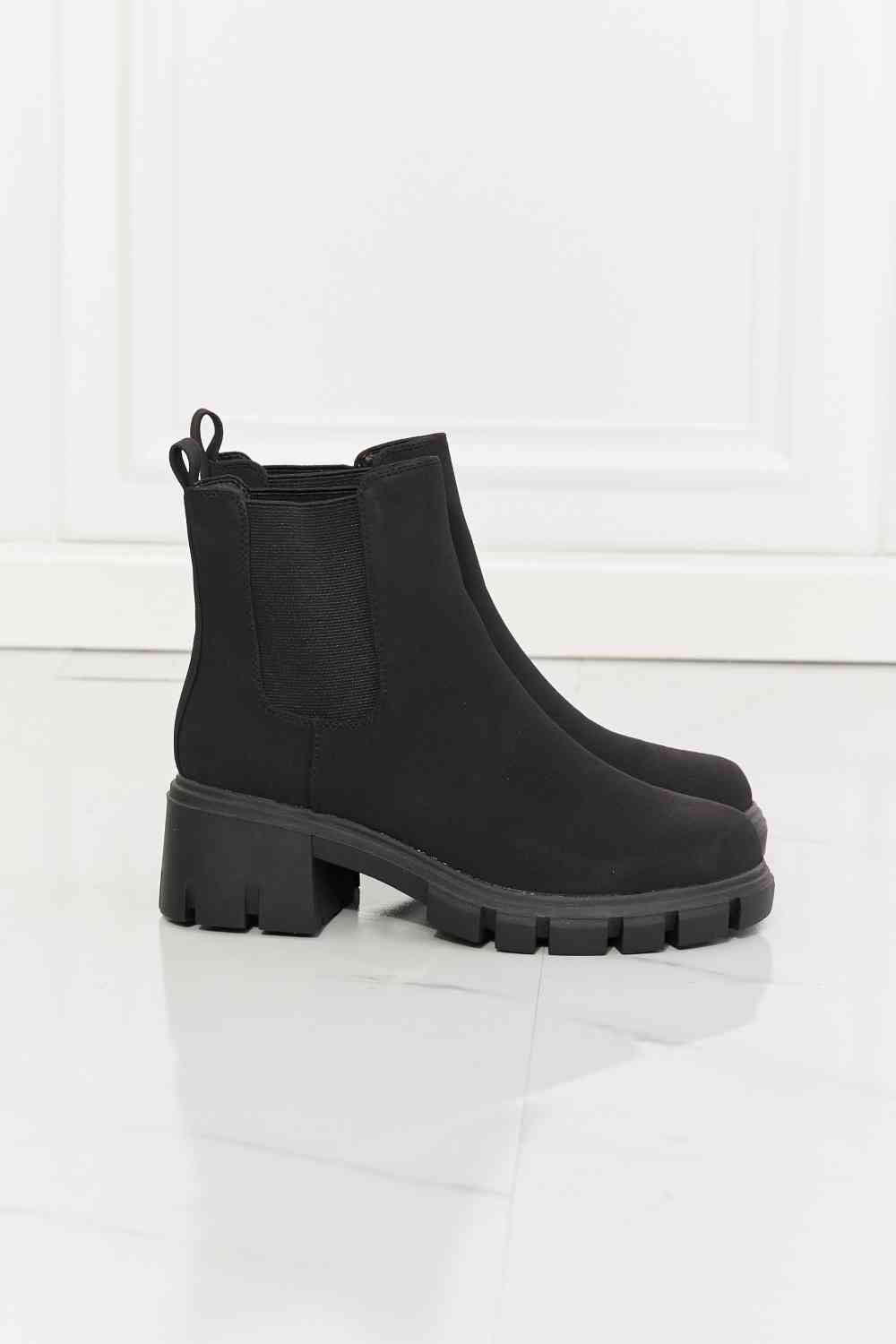 MMShoes Work For It Matte Lug Sole Chelsea Boots in Black | Sugarz Chique Boutique