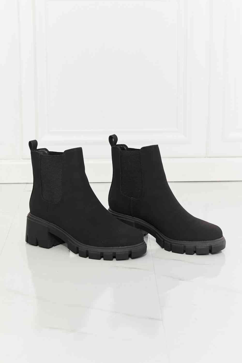 MMShoes Work For It Matte Lug Sole Chelsea Boots in Black | Sugarz Chique Boutique