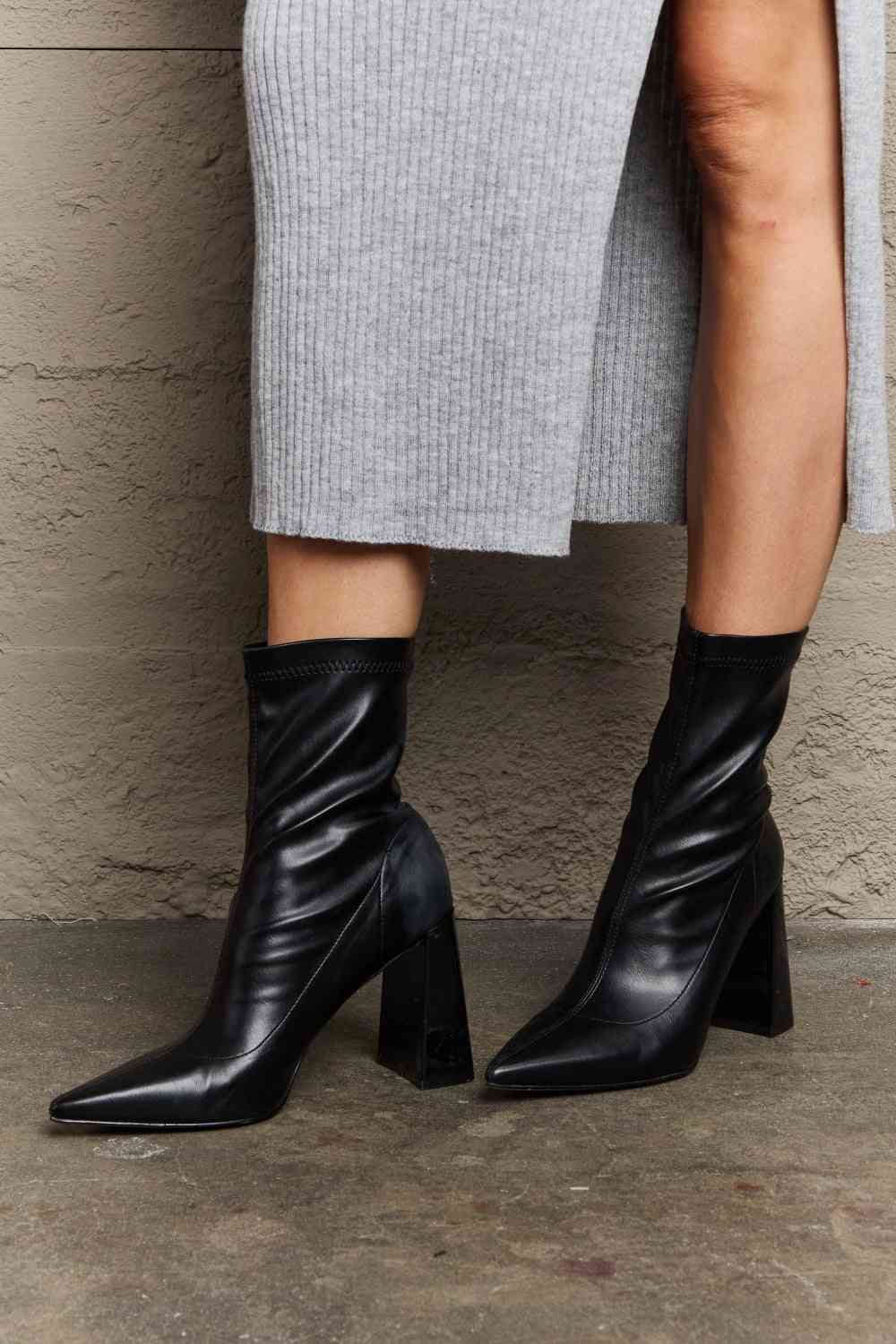 Weeboo Stacy Block Heel Sock Boots | Sugarz Chique Boutique