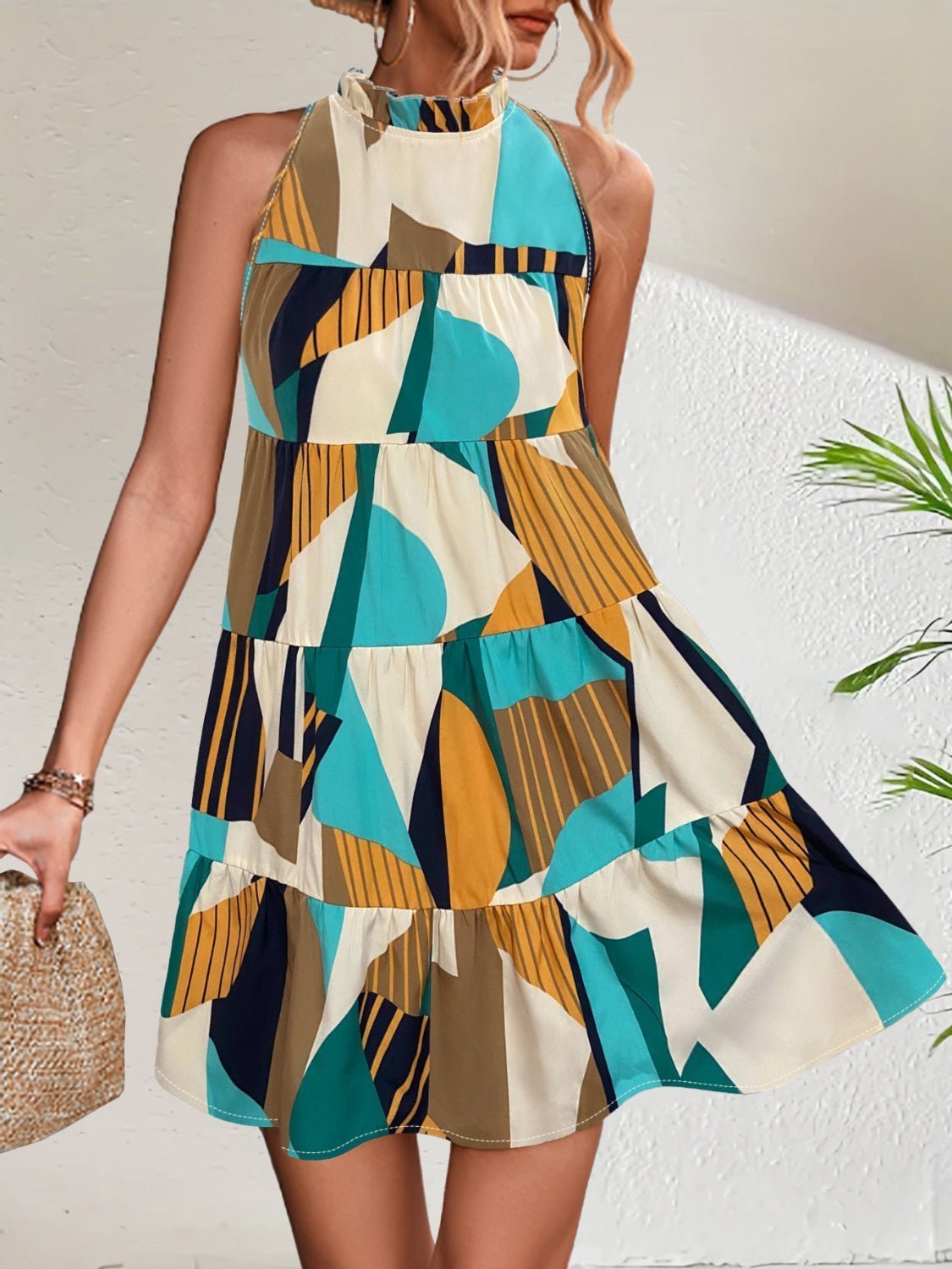 Printed Mock Neck Mini Dress | Sugarz Chique Boutique