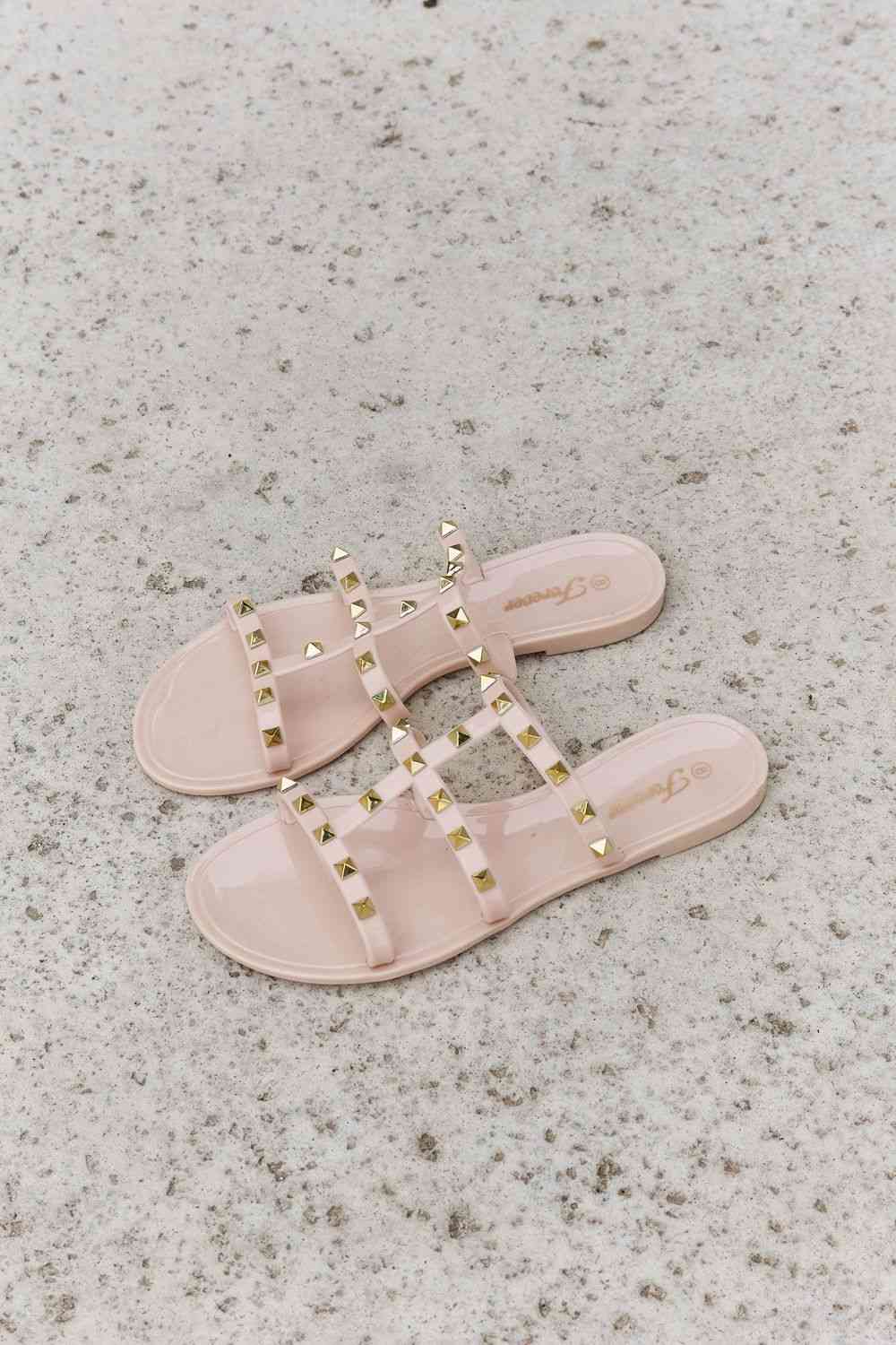 Forever Link Studded Cage Strap Slide Jelly Sandal | Sugarz Chique Boutique