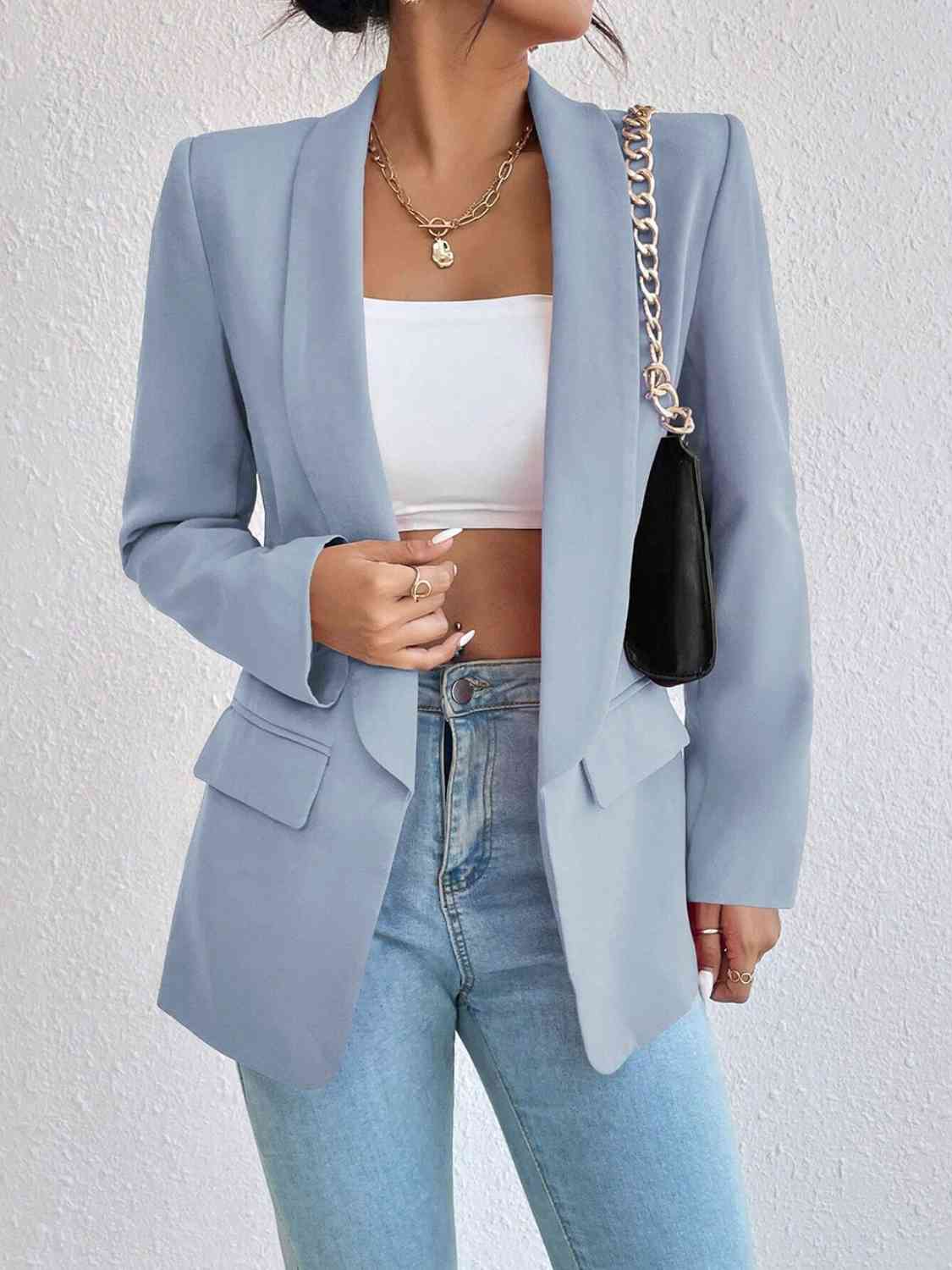 Shawl Collar Long Sleeve Blazer | Sugarz Chique Boutique