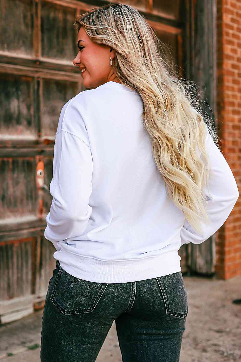 Slogan Graphic Round Neck Sweatshirt | Sugarz Chique Boutique