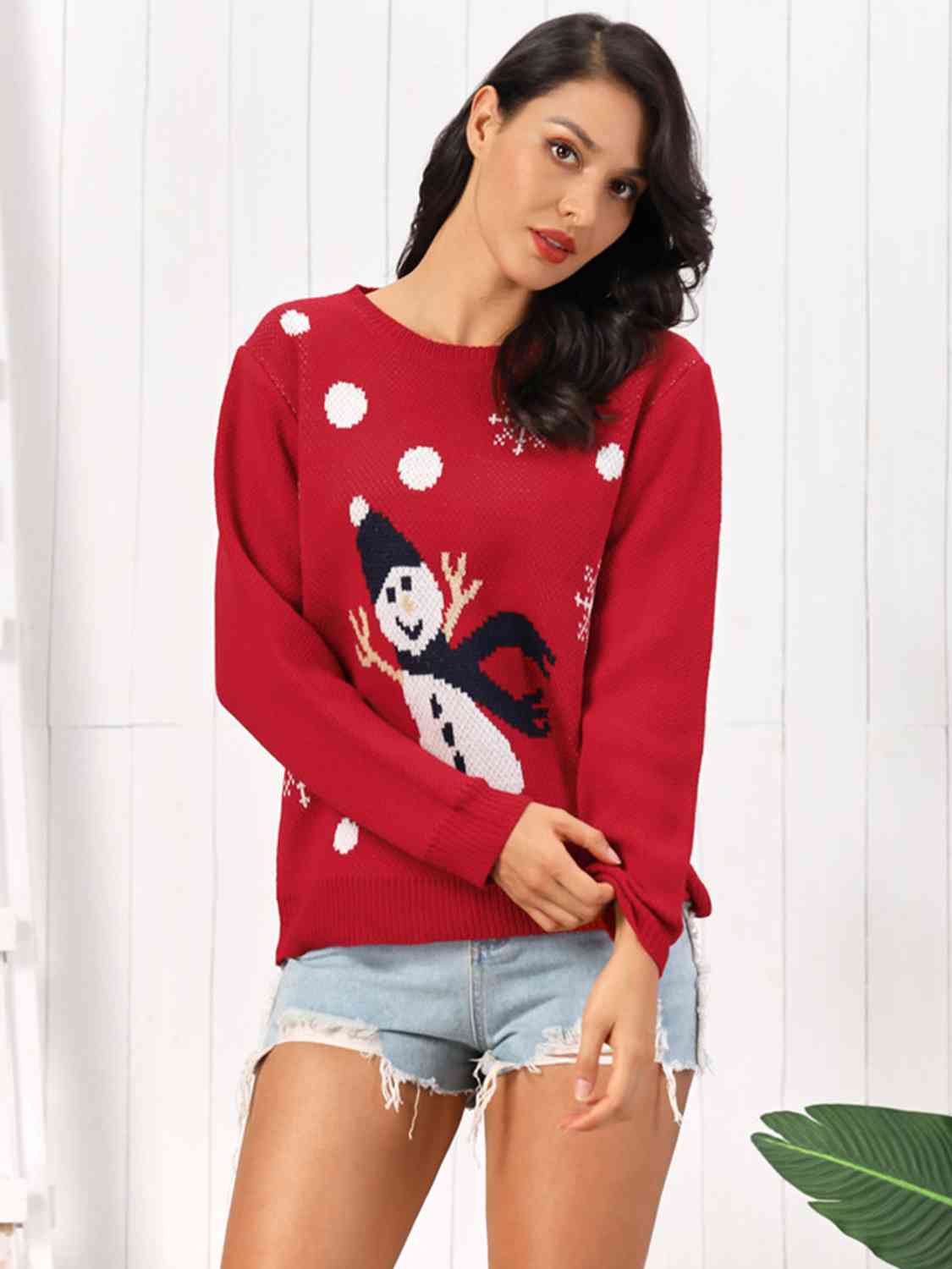 Snowman Round Neck Sweater | Sugarz Chique Boutique