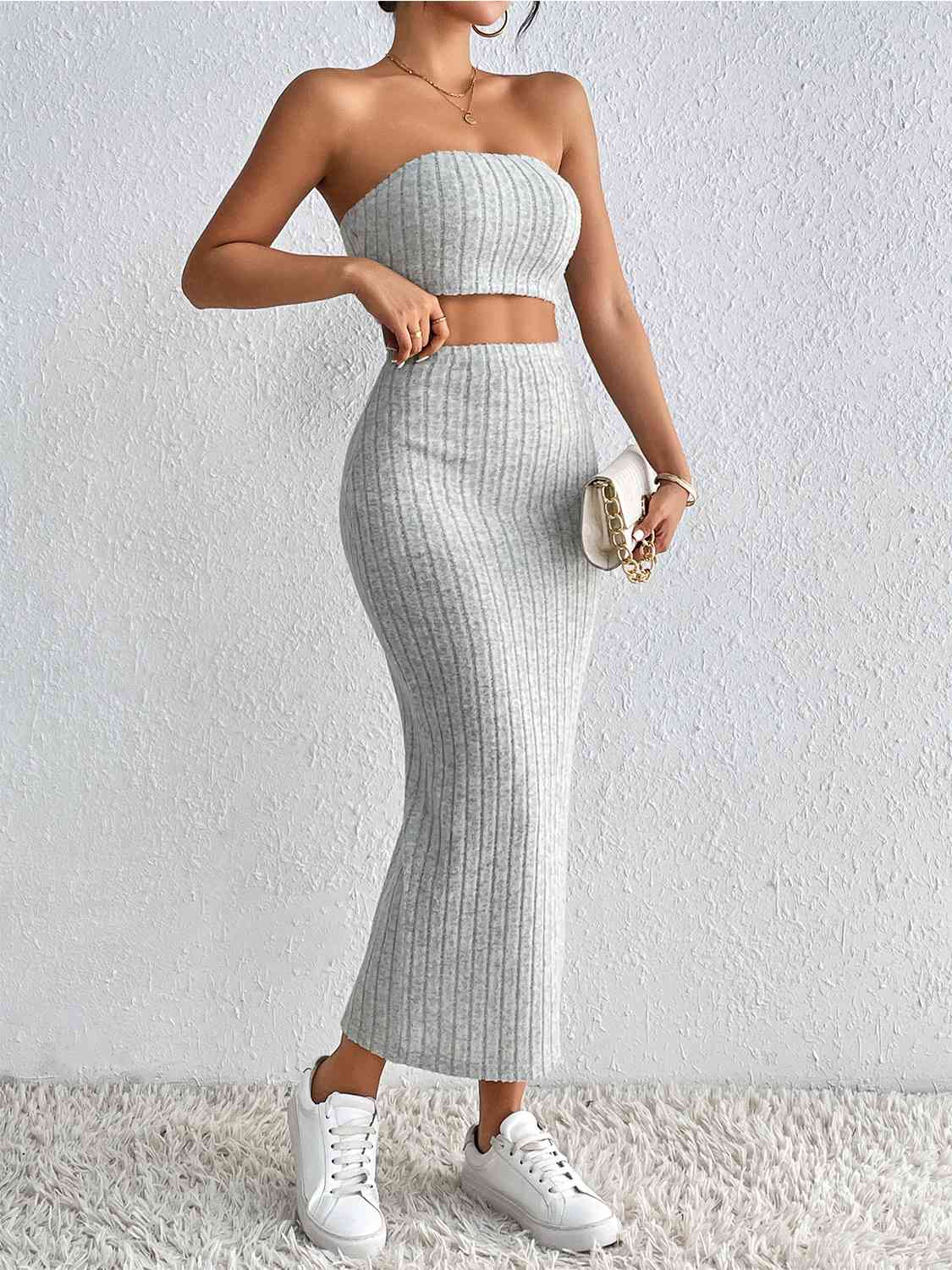 Ribbed Tube Top & Midi Skirt Set | Sugarz Chique Boutique