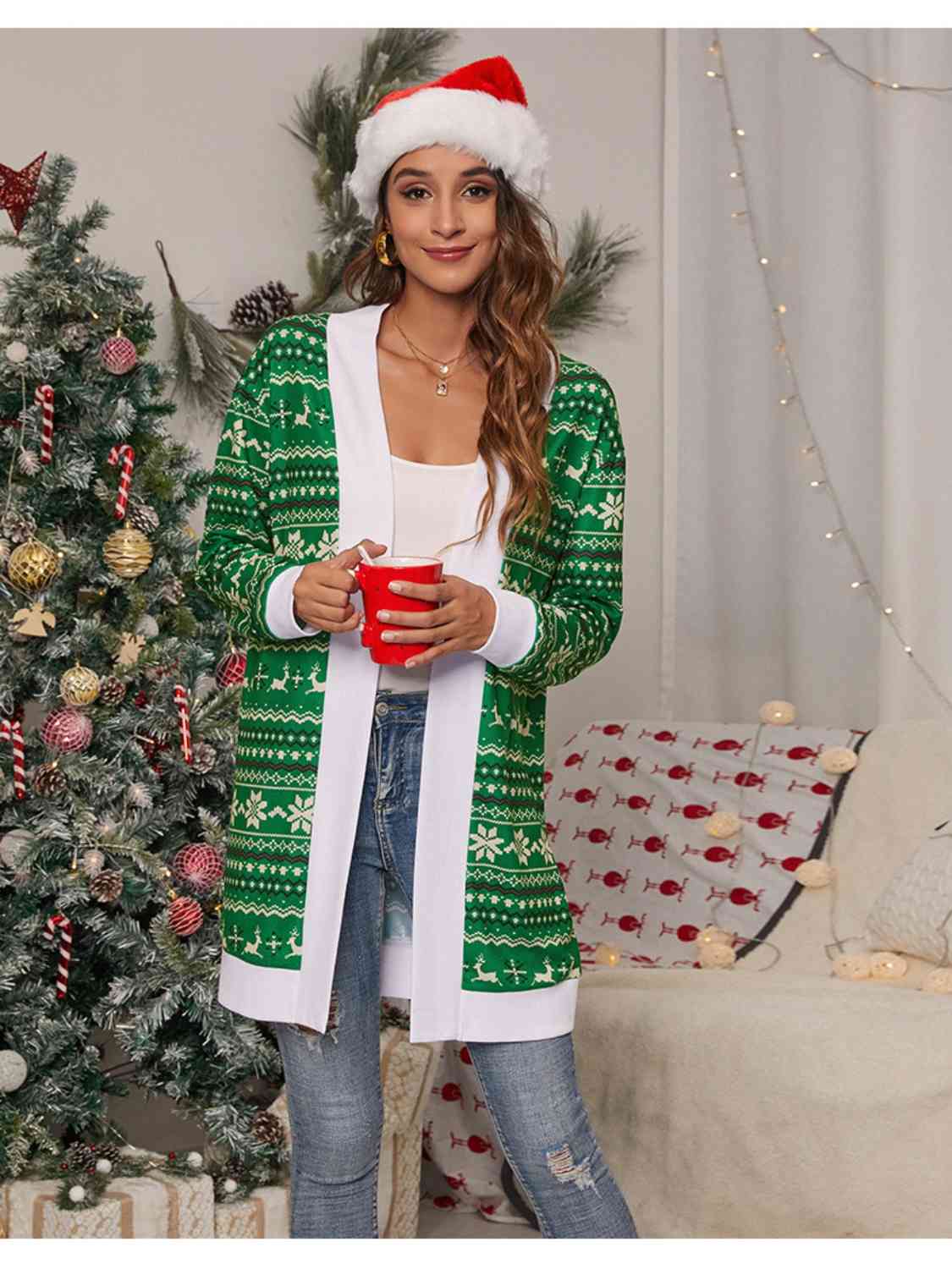 Christmas Open Front Cardigan | Sugarz Chique Boutique