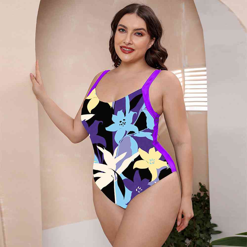 Full Size Printed Scoop Neck Sleeveless One-Piece Swimsuit | Sugarz Chique Boutique