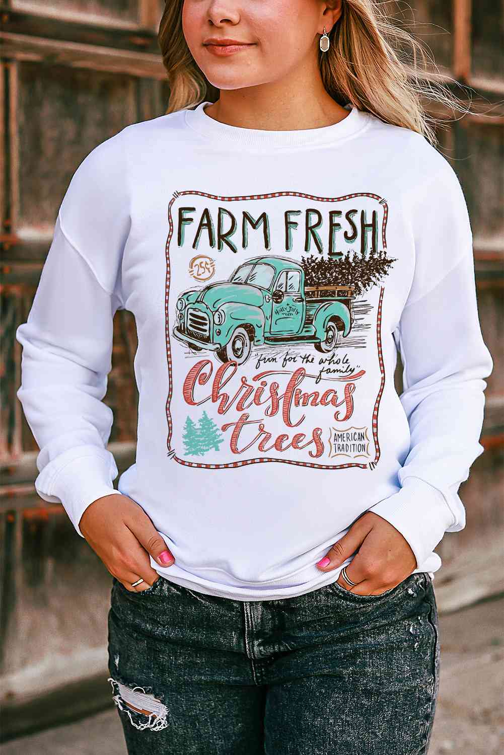 Slogan Graphic Round Neck Sweatshirt | Sugarz Chique Boutique