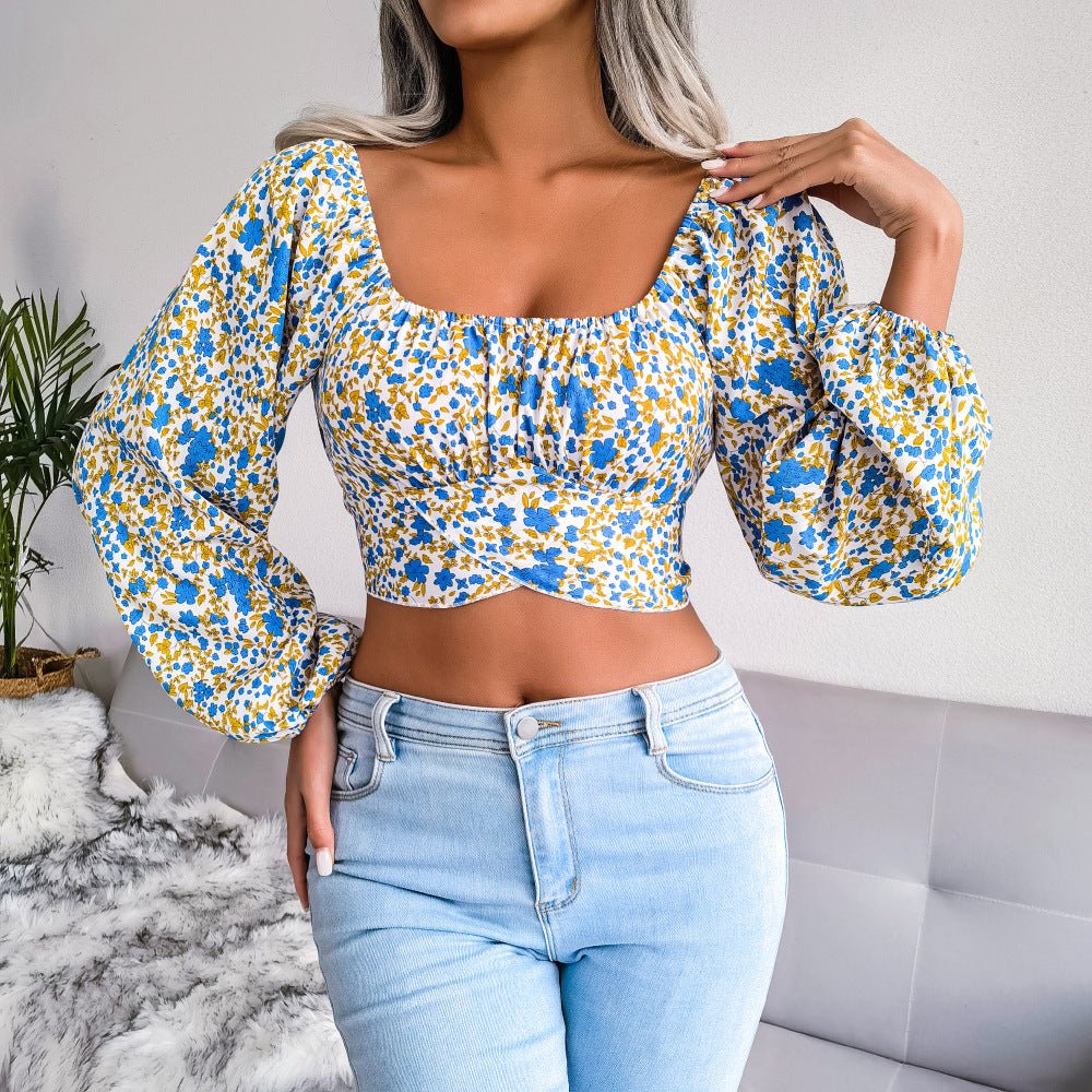 Ditsy Floral Crisscross Cropped Top | Sugarz Chique Boutique