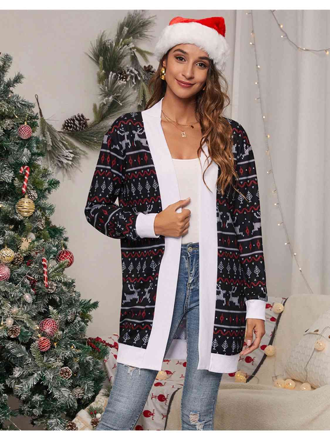 Christmas Open Front Cardigan | Sugarz Chique Boutique