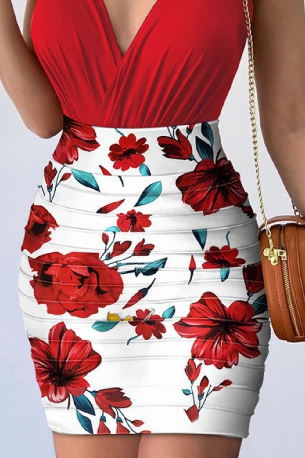 Surplice Spaghetti Strap Top and Printed Mini Skirt Set | Sugarz Chique Boutique