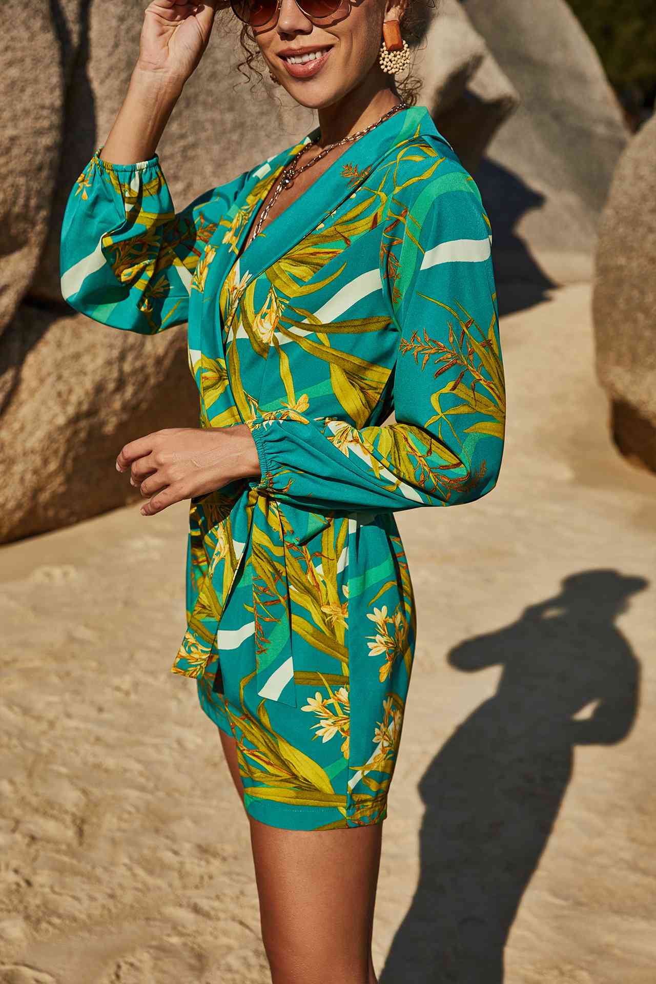 Botanical Print Long Sleeve Romper | Sugarz Chique Boutique