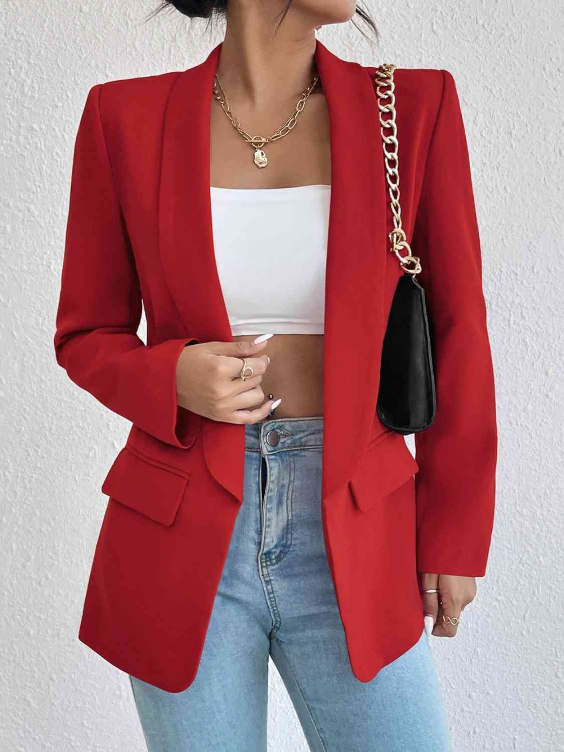 Shawl Collar Long Sleeve Blazer | Sugarz Chique Boutique
