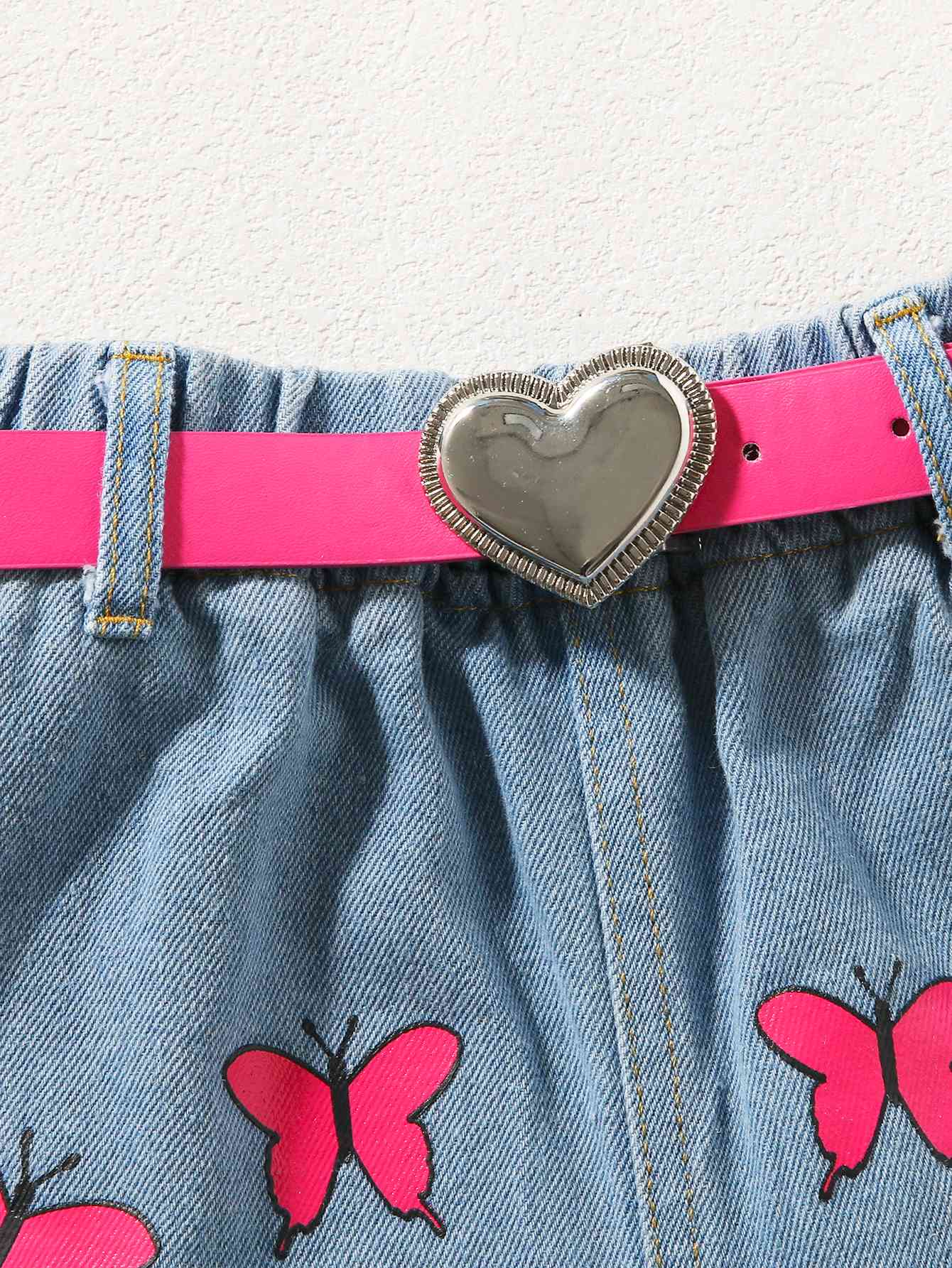 Butterfly Graphic Top and Belted Denim Shorts Set | Sugarz Chique Boutique