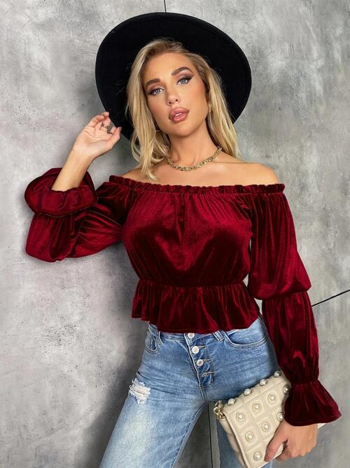 Off-Shoulder Flounce Sleeve Blouse | Sugarz Chique Boutique